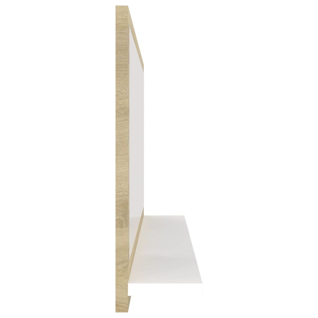 Sonoma-Eiche vidaXL Badspiegel Weiß Holzwerkstoff Badezimmerspiegelschrank und (1-St) 80x10,5x37cm