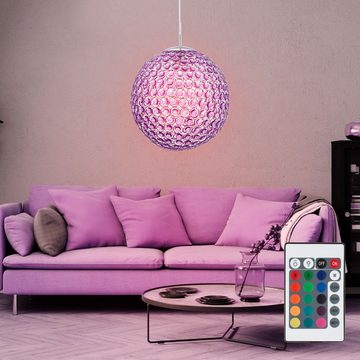 etc-shop LED Pendelleuchte, Leuchtmittel inklusive, Warmweiß, Farbwechsel, 9 Watt RGB LED Hänge Leuchte Kristall Kugel Pendel Lampe Farbwechsel