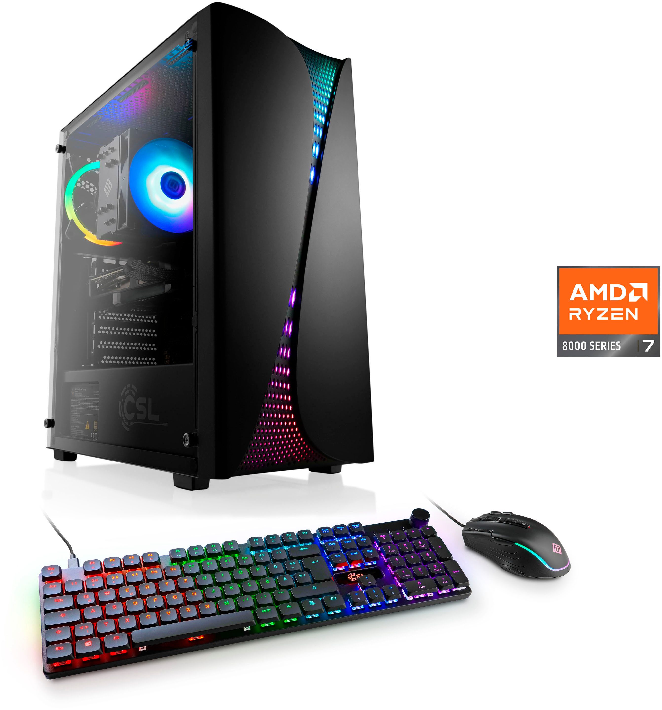 CSL ARVENOX Pro L28116 Gaming-PC (AMD Ryzen 7 8700F, Radeon RX 9070 XT, 16 GB RAM, 1000 GB SSD, Luftkühlung)