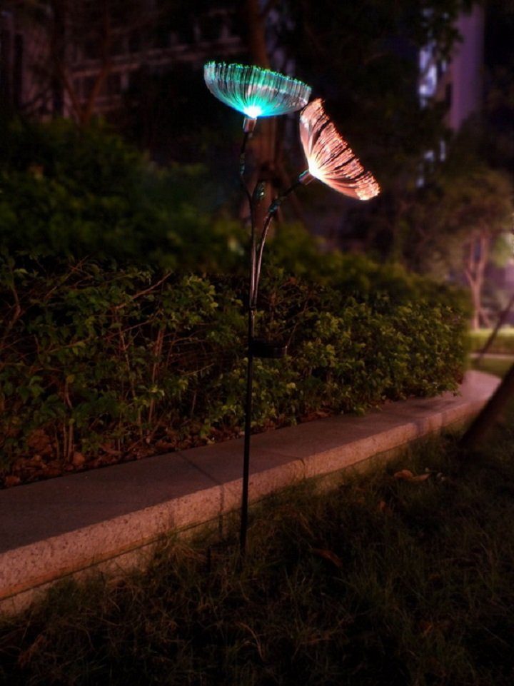 EZ SOLAR Gartenstecker Garten Dekoration Löwenzahn Gartenleuchte Solar LED ( Farbwechsel von Rot, Grün, Blau, 1-St., mit 2 oder 3 Blumen) mit  integriertem Solarpanel, Dämmerungssensor | Solarleuchten
