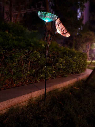 EZ SOLAR Gartenstecker »Garten Dekoration Löwenzahn Gartenleuchte Solar LED« (Farbwechsel von Rot, Grün, Blau, 1-St., mit 2 oder 3 Blumen) mit integriertem Solarpanel, Dämmerungssensor