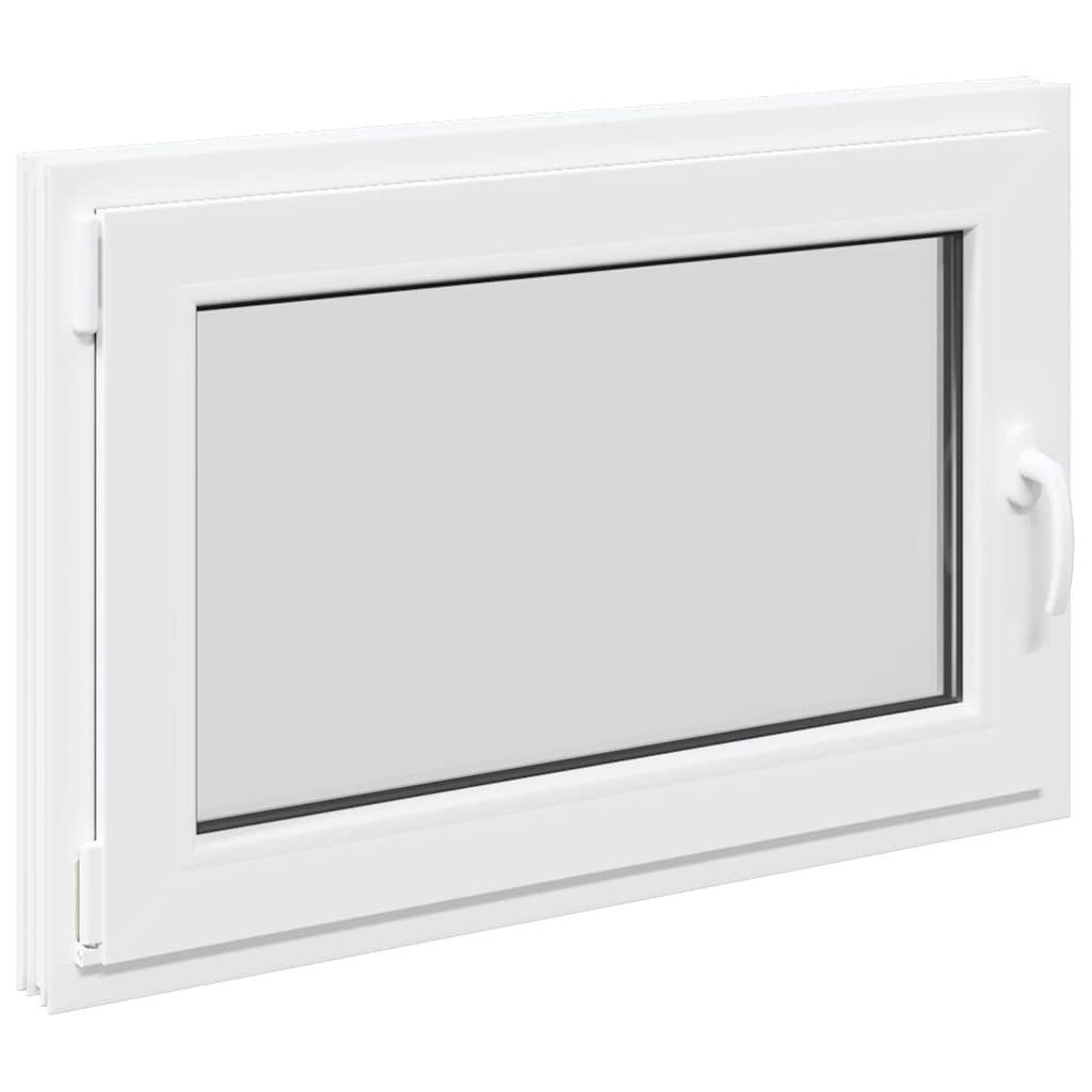 vidaXL Fenster Kellerfenster RISOR Kunststoff Dreh Kipp weiß PVC und Glas
