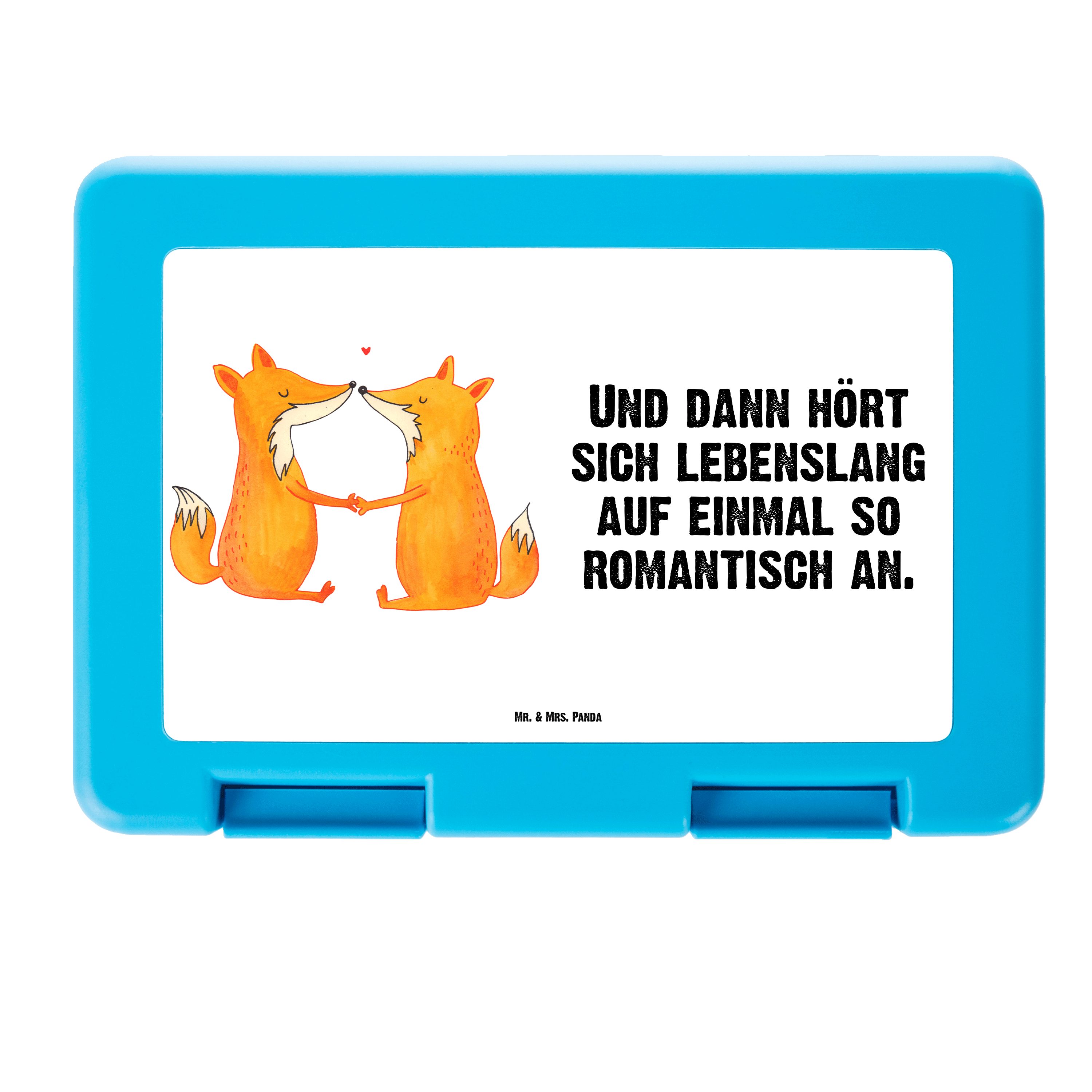 Mr. & Mrs. Panda Butterdose Füchse Liebe - Weiß - Geschenk, Lunch box, Brotzeitbox, Liebesbeweis, Premium Kunststoff, (1-tlg)