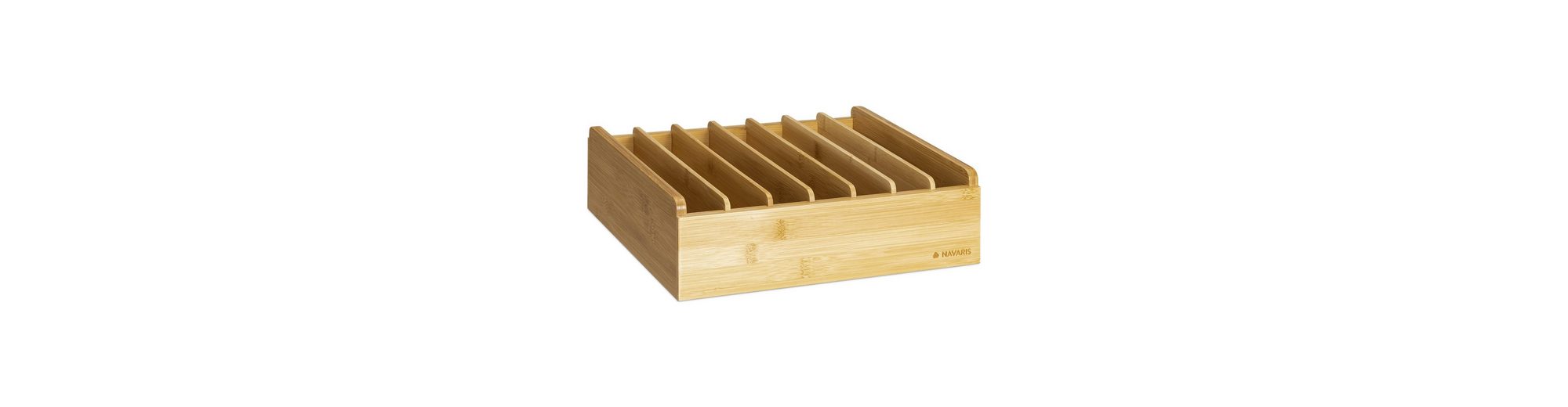 Navaris Aufbewahrungsbox, Deckelhalter aus Bambus 7 Fächer