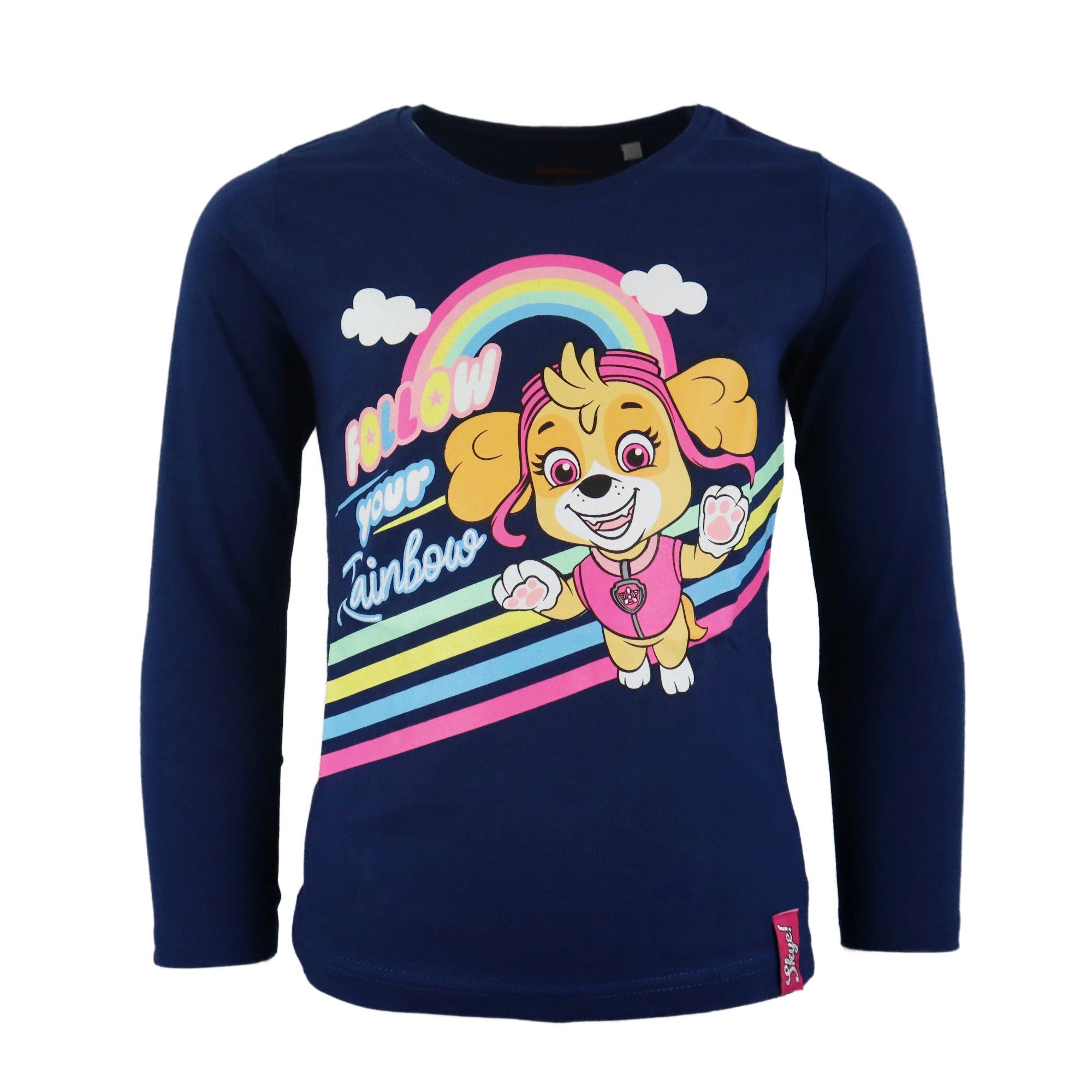 PAW PATROL Langarmshirt Paw Patrol Kinder Mädchen Shirt Gr. 98 bis 128, 100% Baumwolle, Blau oder Rosa