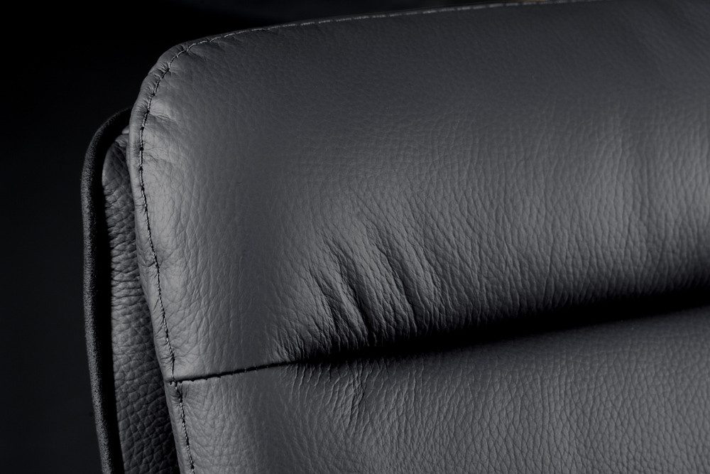 riess-ambiente Barhocker BIG GEORGE schwarz - Echtleder, 360° drehbar, Metall-Fuß, mit Armlehne (Einzelartikel, 1 St), höhenverstellbar, mit Autoreturn & Fußablage – ideal für Deinen Tresen