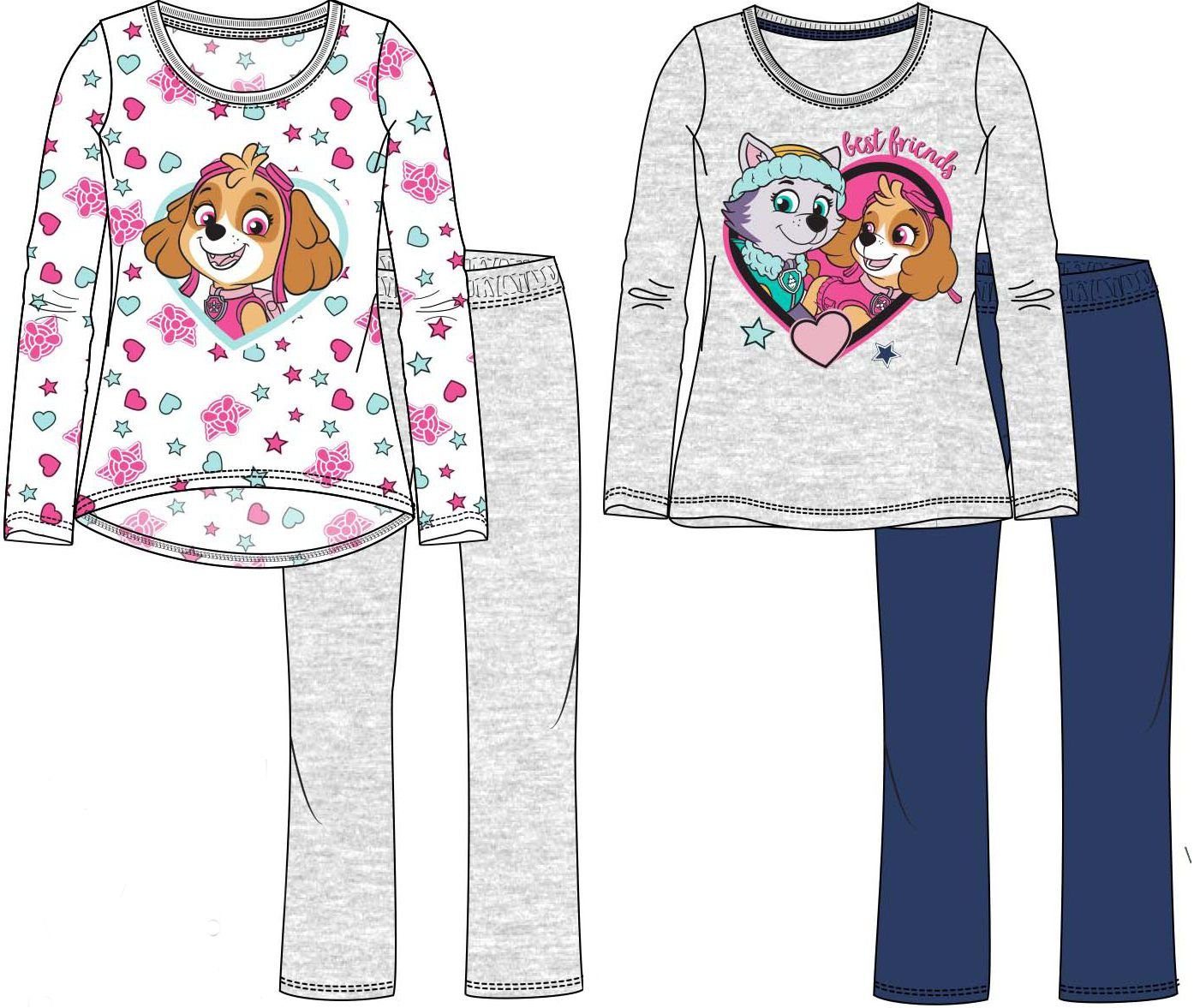 PAW PATROL Schlafanzug 2x PAW PATROL Mädchen Pyjamas Set Kinder Schlafanzüge Gr. 98 104 110 116 128 ca. 3 4 5 6 8 Jahre