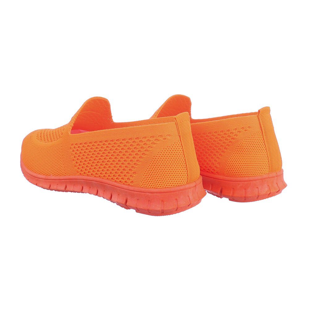 Freizeit in Ital-Design Low Orange Flach Low-Top Slipper Damen Sneakers