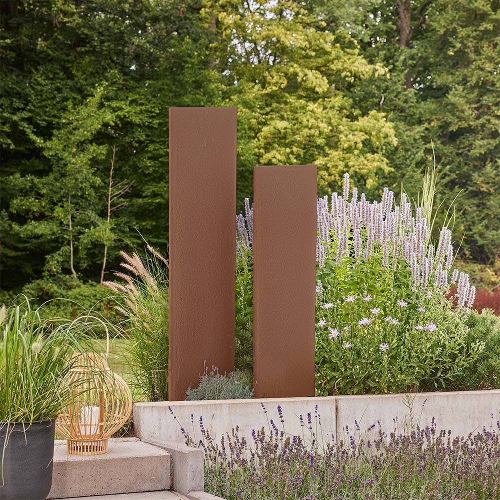 HOME DELUXE Sichtschutzelement AURA – Rostoptik, Edelrost Sichtschutz, Sichtschutzelement