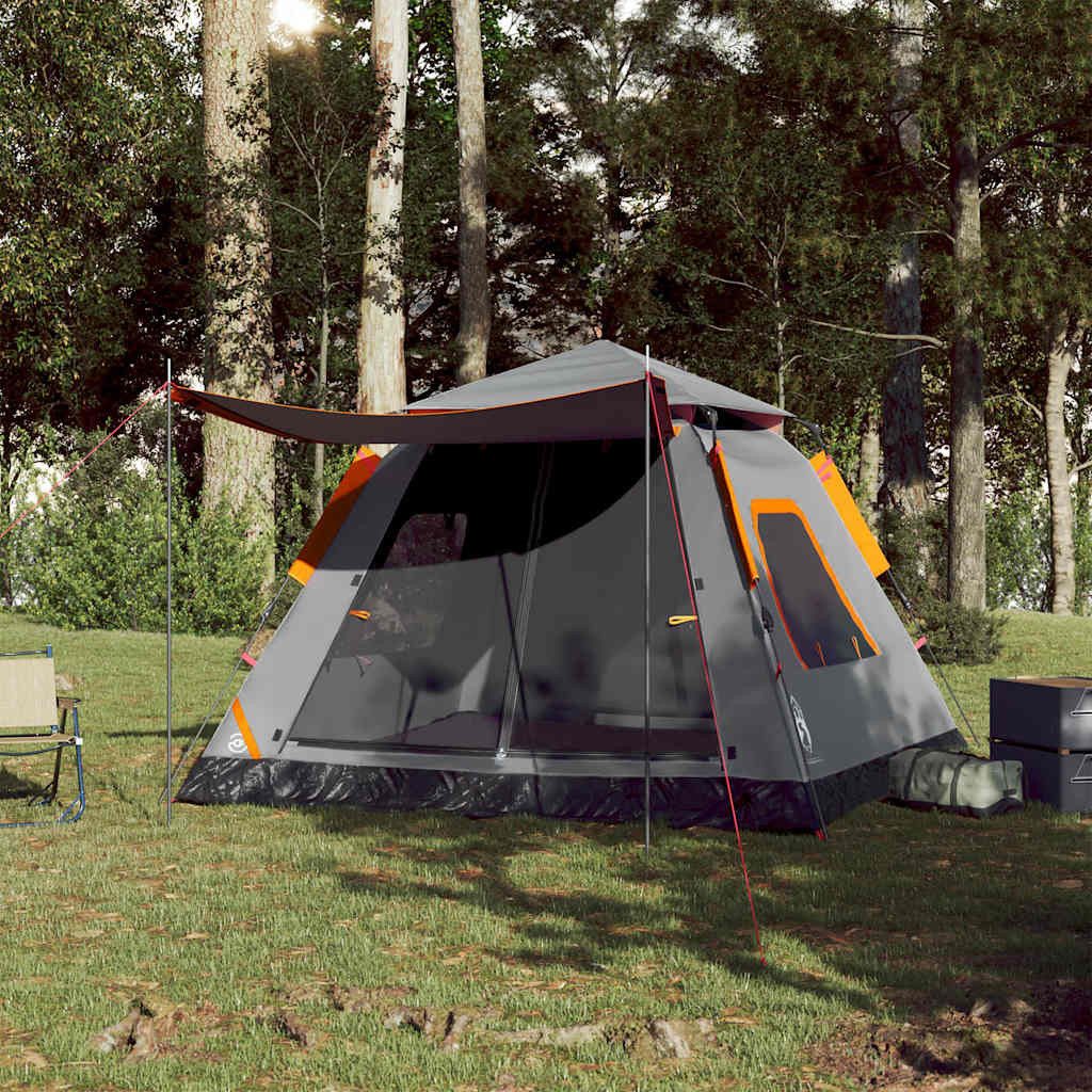 vidaXL Kuppelzelt Kuppel-Campingzelt 5 Personen Grau günstig online kaufen