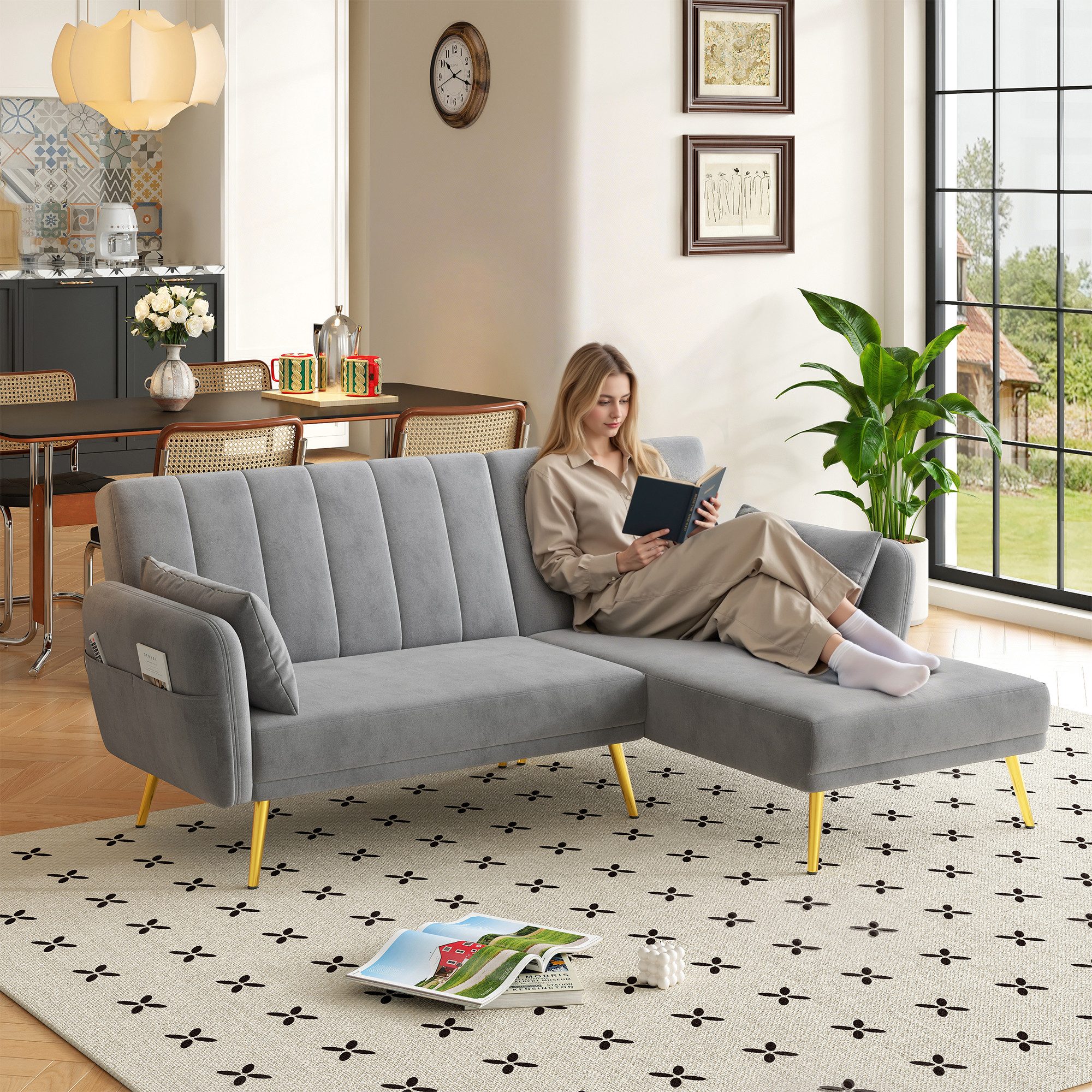 Schlafsofa Klappsofa,L-förmiges Sofa,Ecksofa
