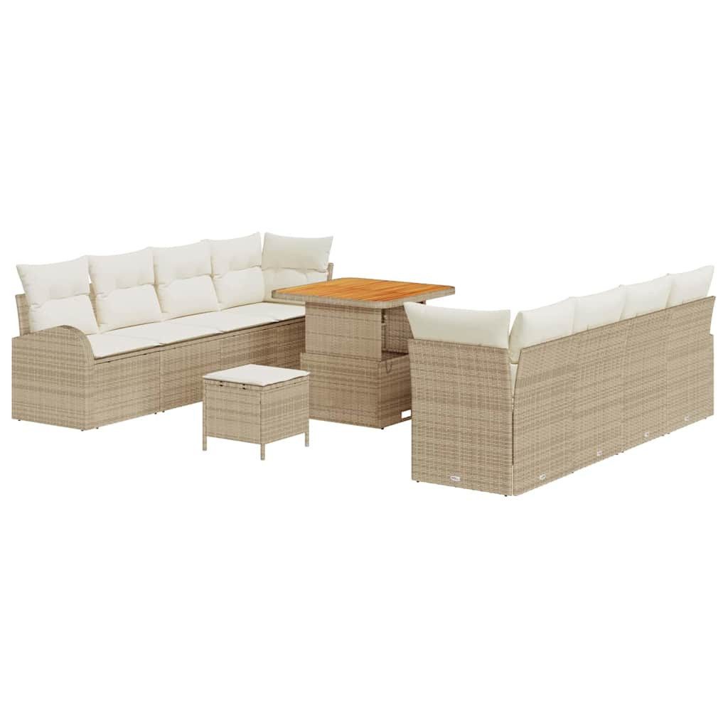 Gartenlounge-Set Gartensofa-set mit Kissen 11 pcs Beige Poly-Rattan