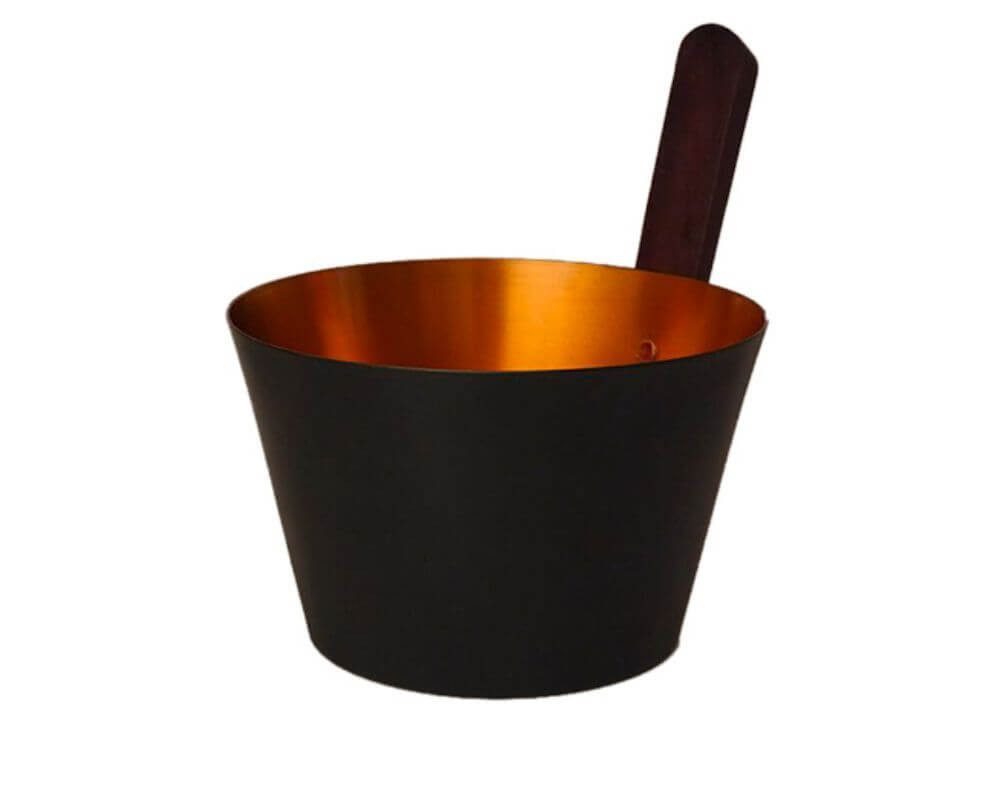 Blumenberg Aufgusstopf Sauna Aufgusskübel / Saunaeimer gold/schwarz Aluminium gerader Griff