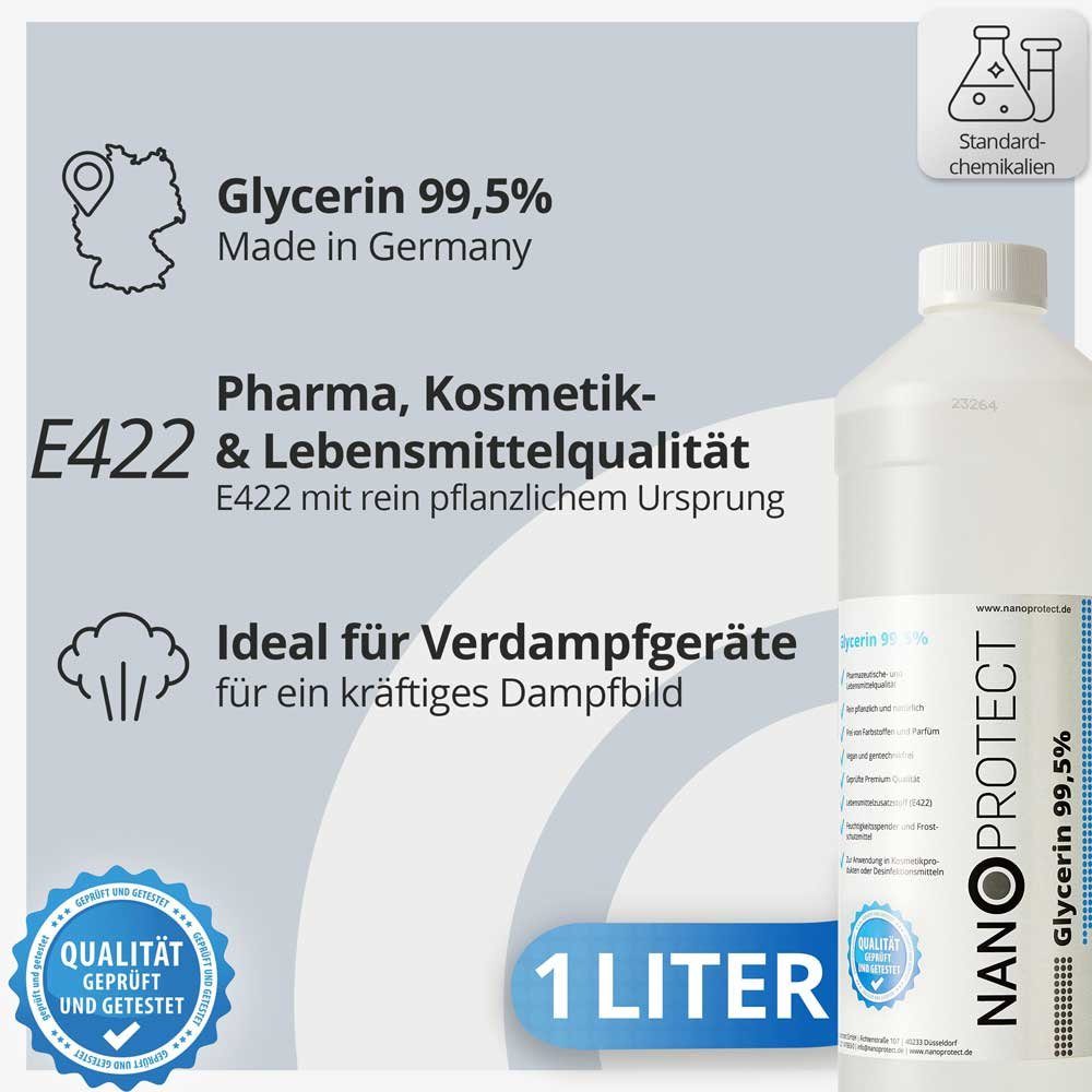 Nanoprotect Handseife 1 Glycerol, kg), Liter (1,25 Pharma- Rein E422 und pflanzliches Lebensmittelqualität Glycerin 99,5