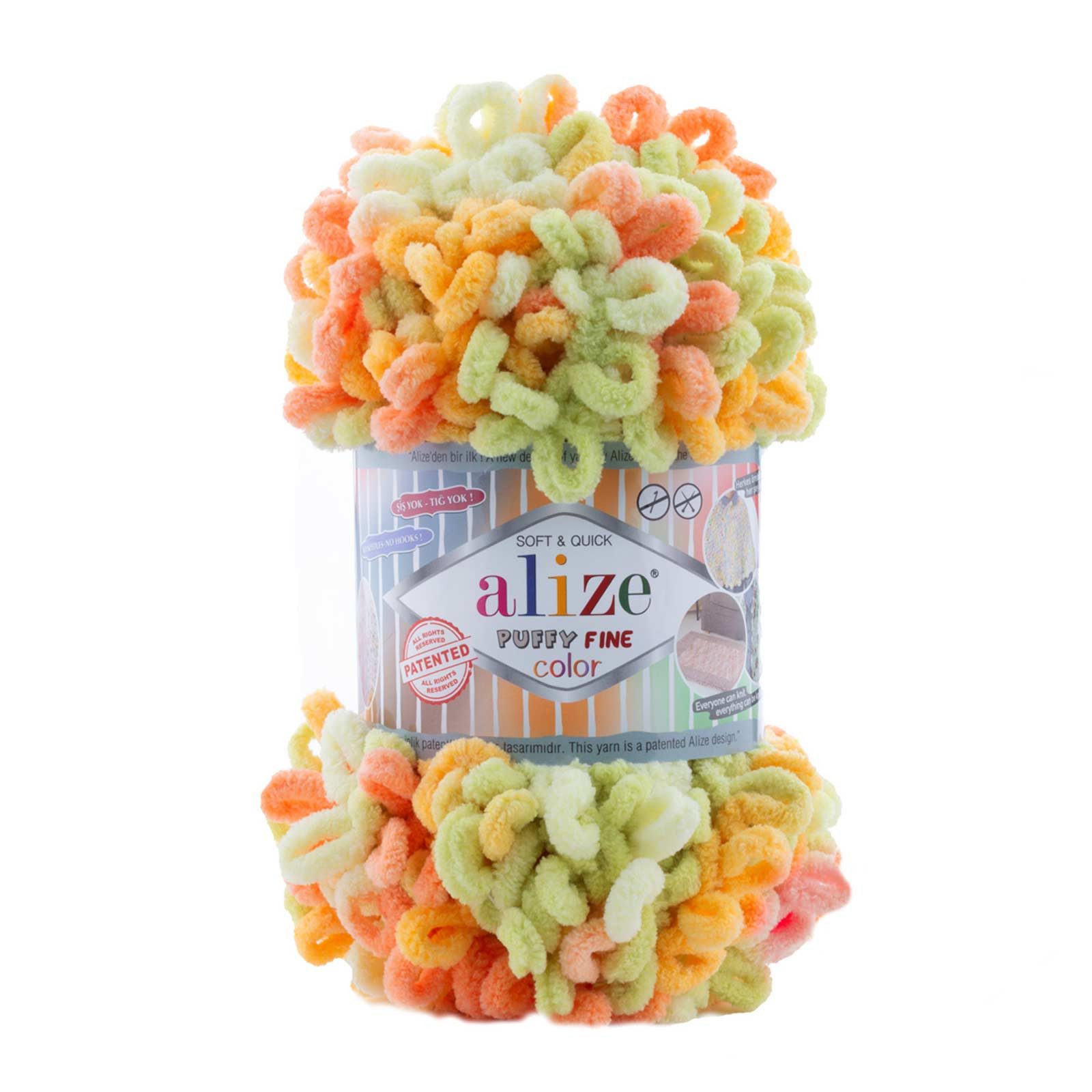 Alize 500g Strickgarn ALIZE Puffy Fine Color, stricken ohne Nadeln Häkelwolle, 14 m (5 Knäuel, 5-St), 6313