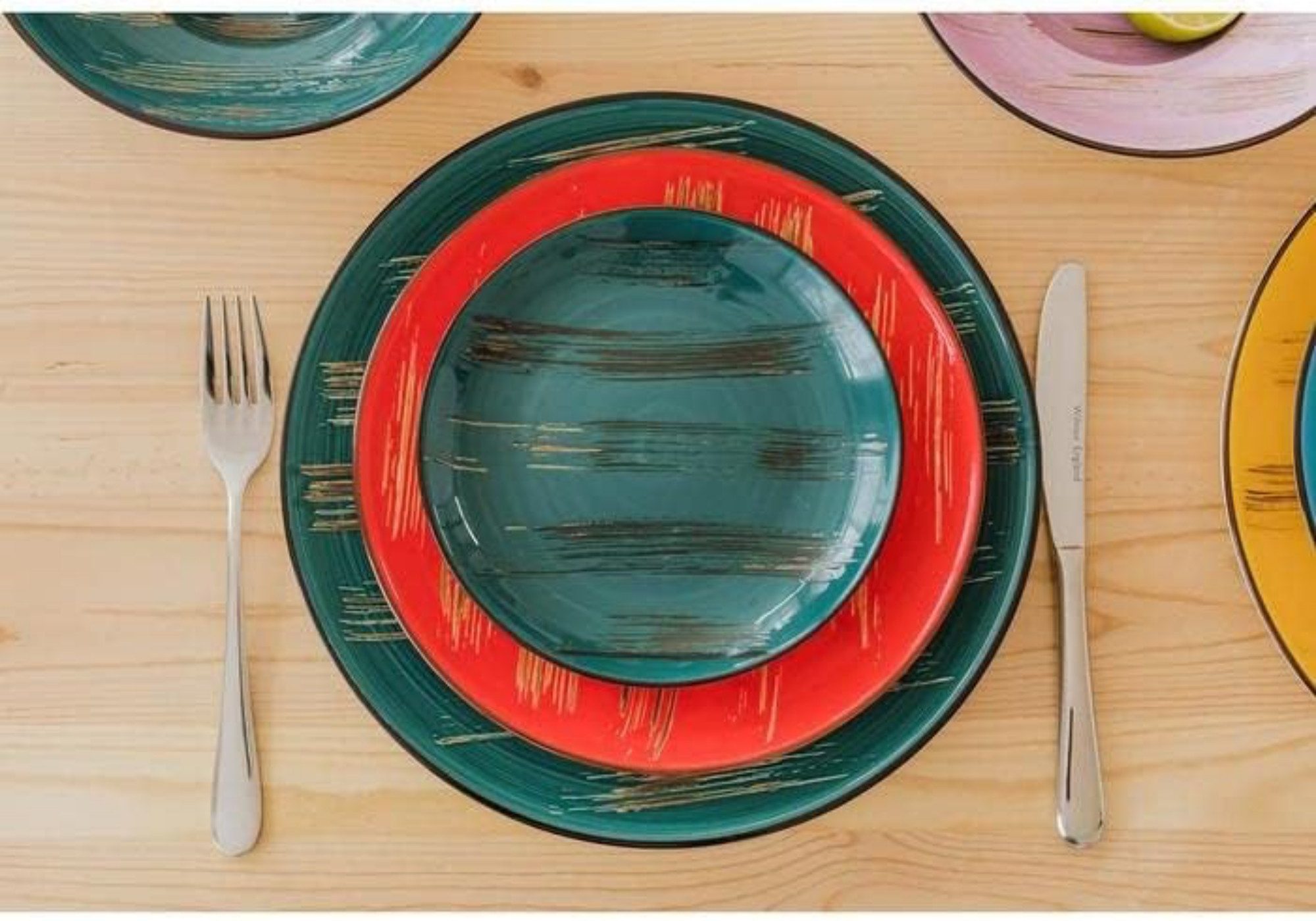 Wilmax England Geschirr-Set, COLORBOOM Essteller-Set 28 cm, 2er-Set, Porzellan, Modern & Langlebig