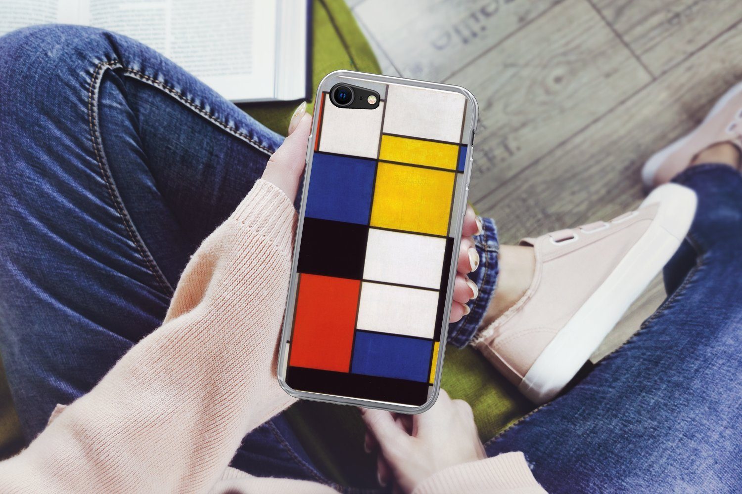 MuchoWow Handyhülle für Apple iPhone 7 Komposition A - Piet Mondrian, Smartphone-Bumper, Print, Handy Schutzhülle Dünn
