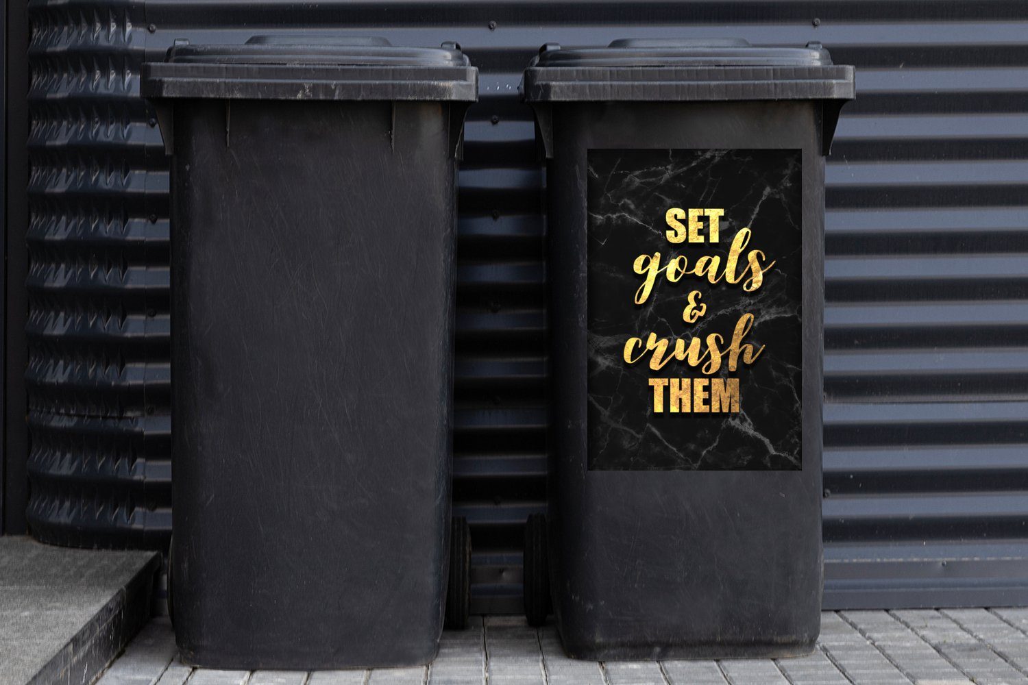 - Mülleimer-aufkleber, Abfalbehälter - Sticker, Gold St), Mülltonne, Motivation - MuchoWow Marmor Zitat Wandsticker Container, (1