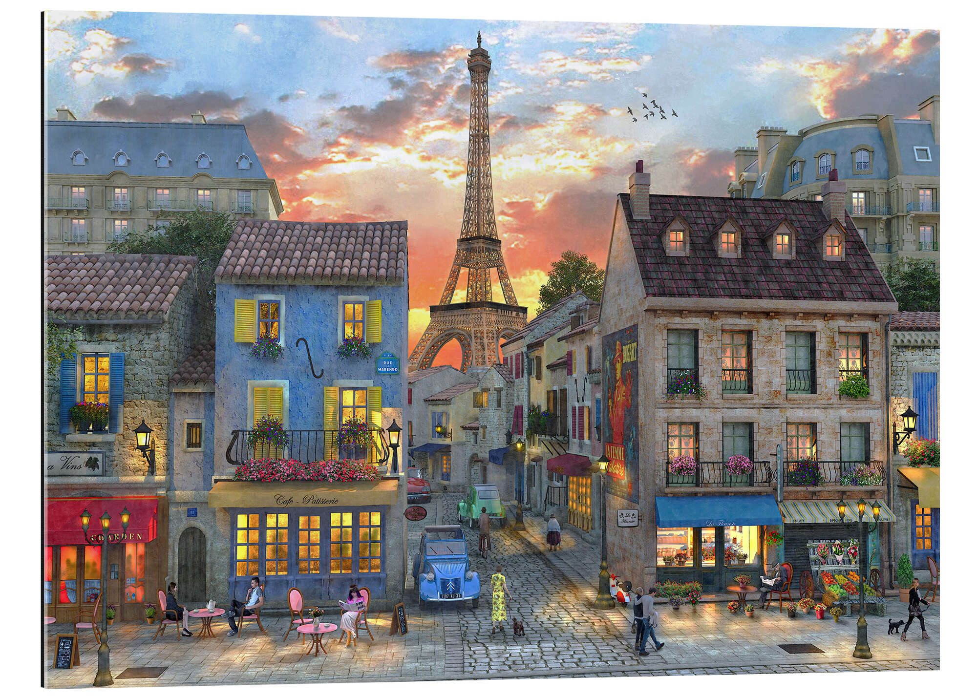 Posterlounge XXL-Wandbild Dominic Davison, Straßen von Paris, Wohnzimmer Illustration