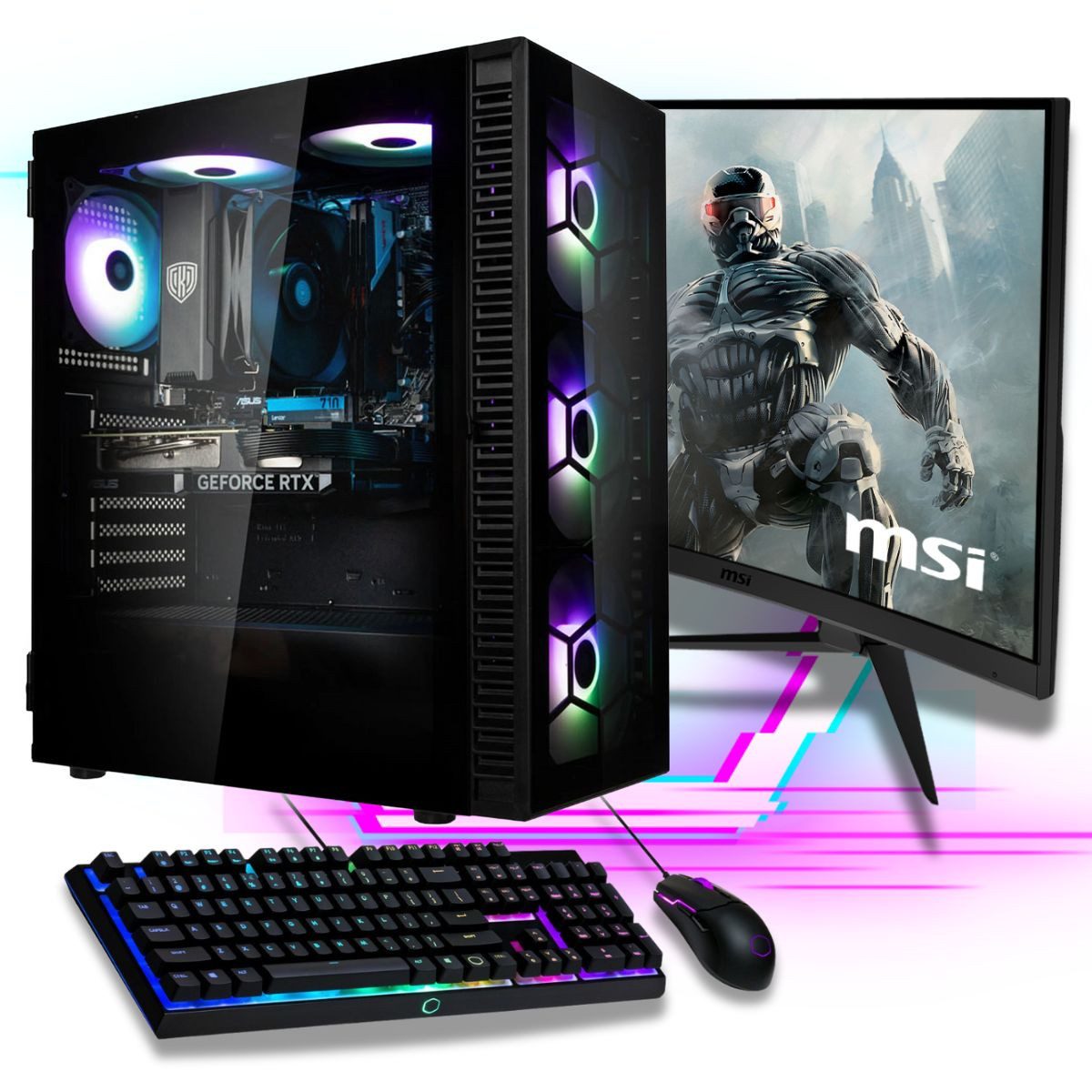 Meinpc Set mit Ryzen 9 und RTX 5060 Gaming-PC-Komplettsystem (27", AMD Ryzen 9 5950X, RTX 5060, 16 GB RAM, 1000 GB SSD, Gaming, Gamer, Winidows 11 Pro, RGB)