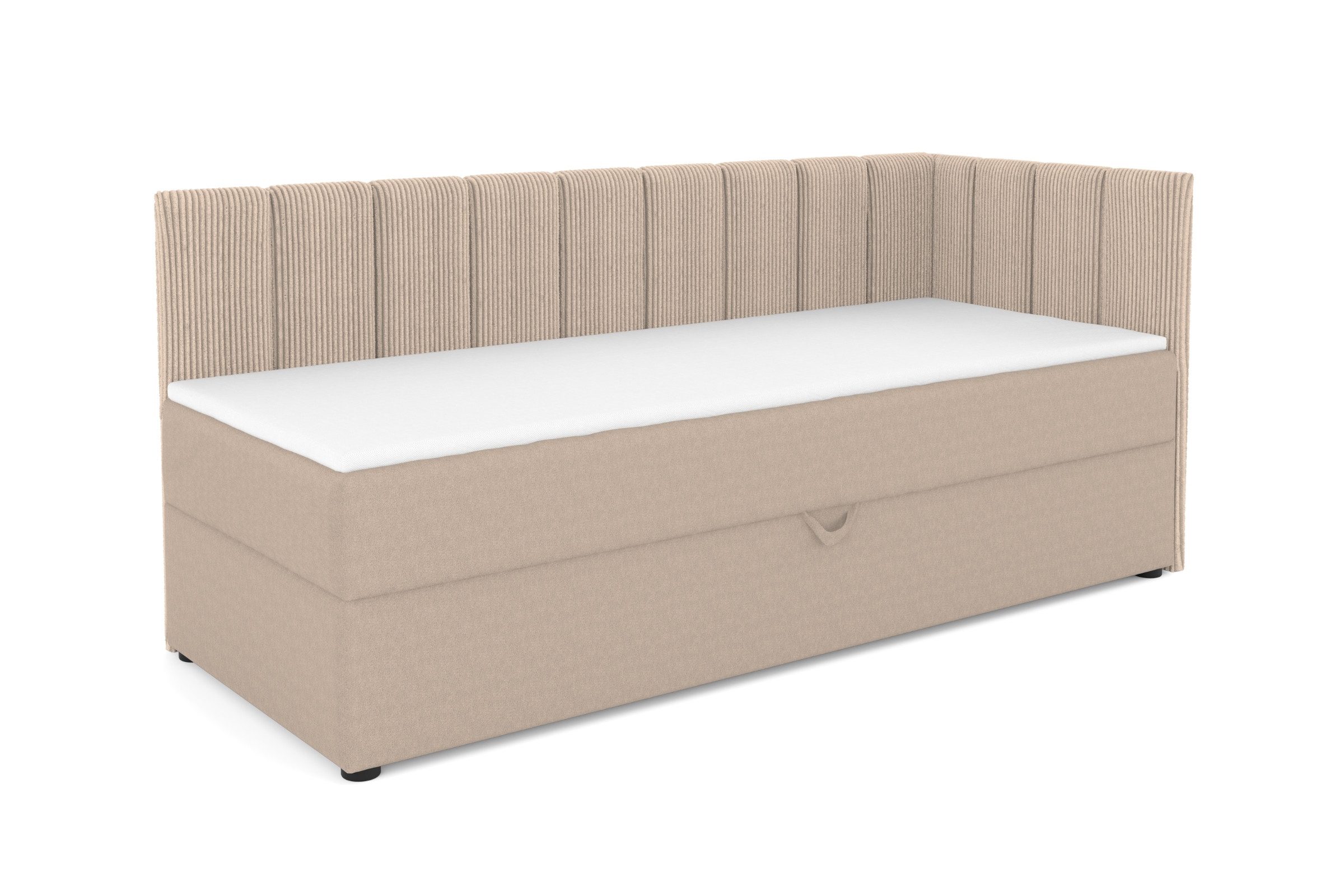 Deine Möbel 24 Boxspringbett VIGO, Tagesbett mit Bettkasten, Kindersofa mit Schlaffunktion (Cord-Stoff & Velour Samt, 1-St., perfekt für Jugendliche & Erwachsene, Modernes 3-in-1 Design), Jugendbett 90x200 100x200, Schwarz Grau Beige Creme Anthrazit