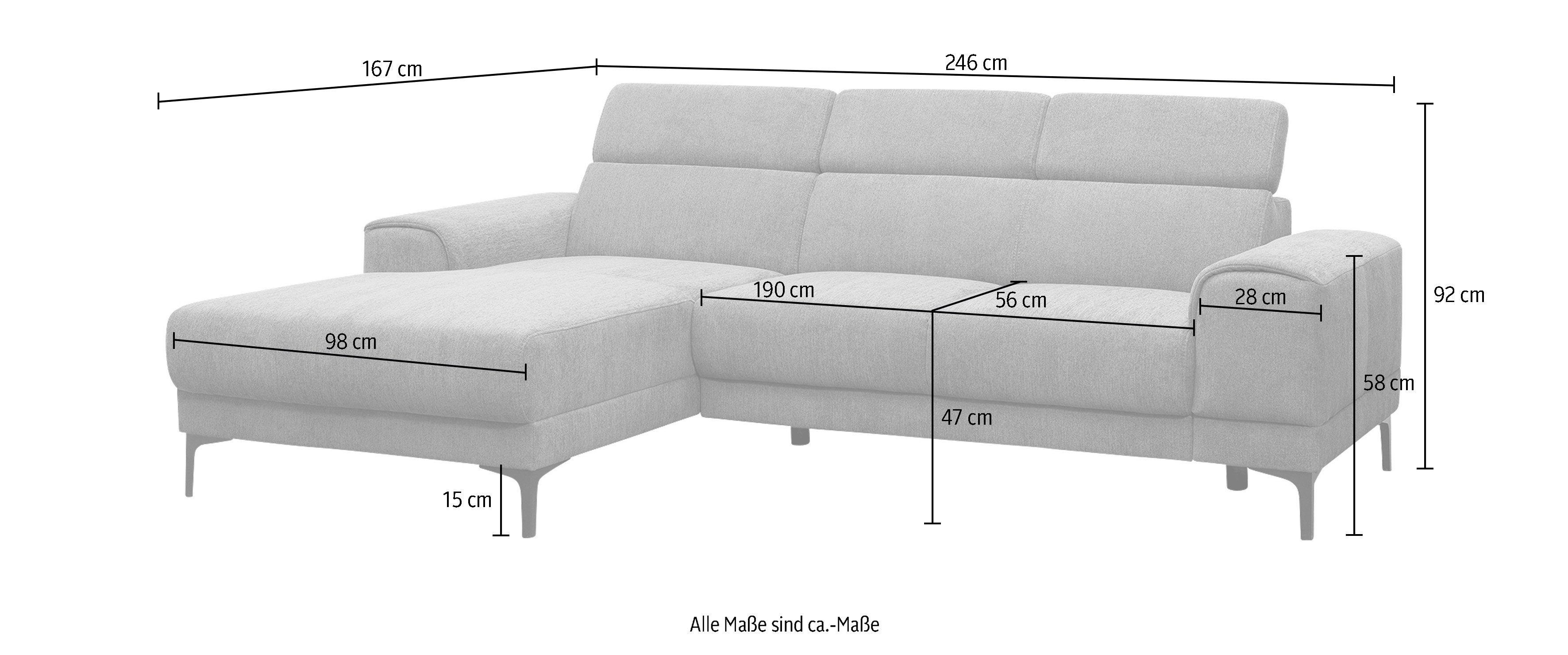 Kopfstützen, fashion Raum Sitztiefenverstellung, sofa Ecksofa exxpo im frei 3 Ophelia, stellbar - wahlweise