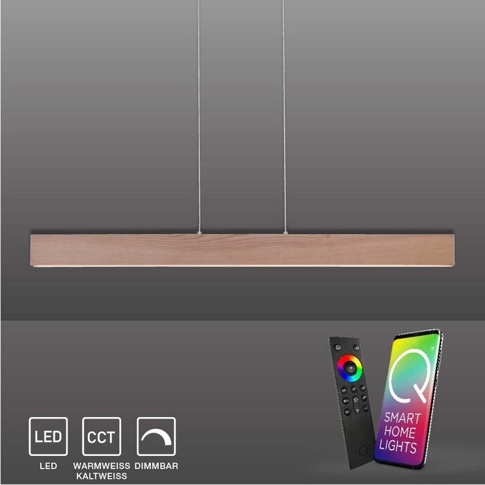 Paul Neuhaus Smarte LED-Leuchte Q-TIMBER Smart Home Smart Home CCT-Farbtemperaturregelung Dimmfunktion Memoryfunktion 1 Hängelampe dimmbar Fernbedienung höhenverstellbar