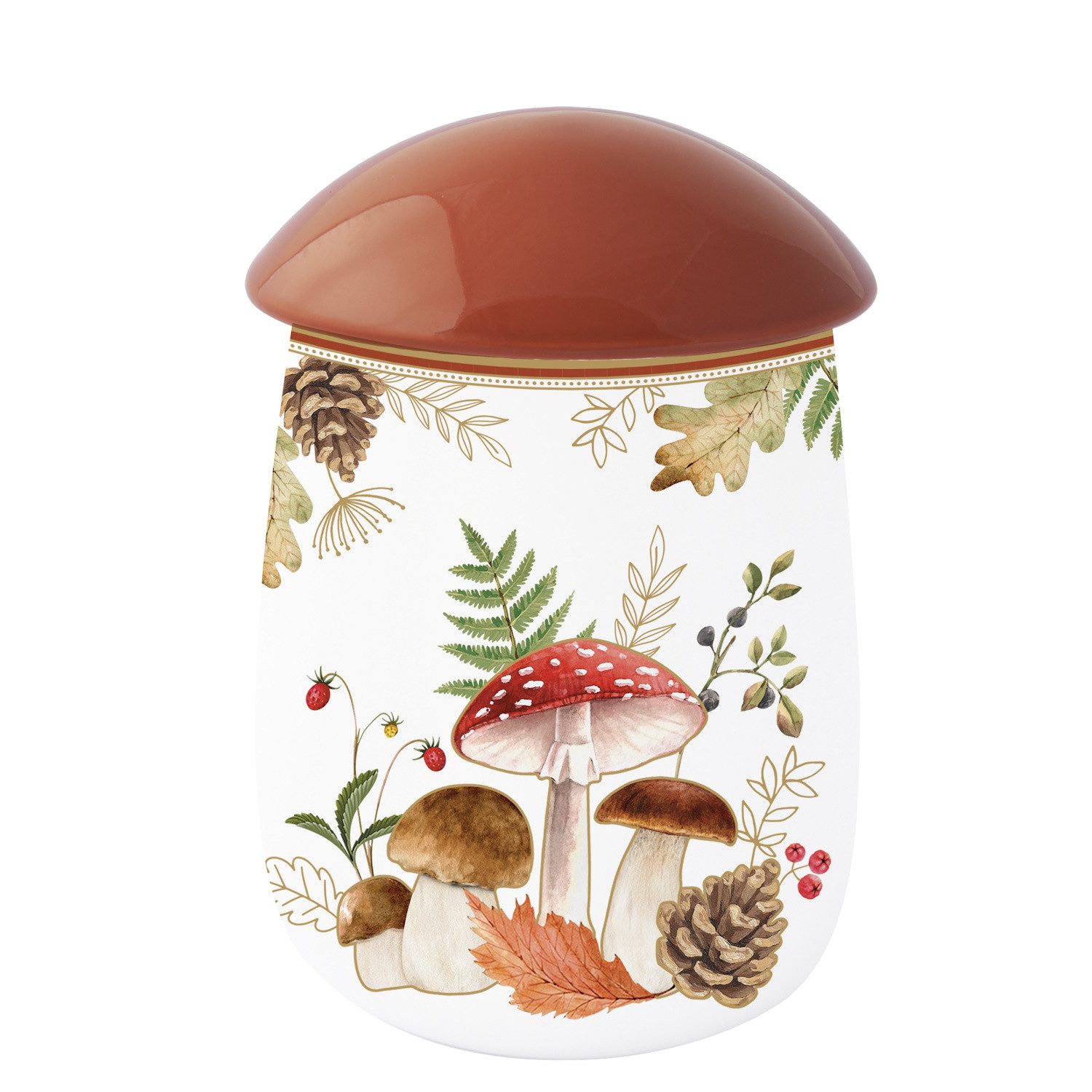 EasyLife Vorratsdose, Porzellan, Spülmaschinengeeignet, Mehrfarbig, Pilze, H: 19cm