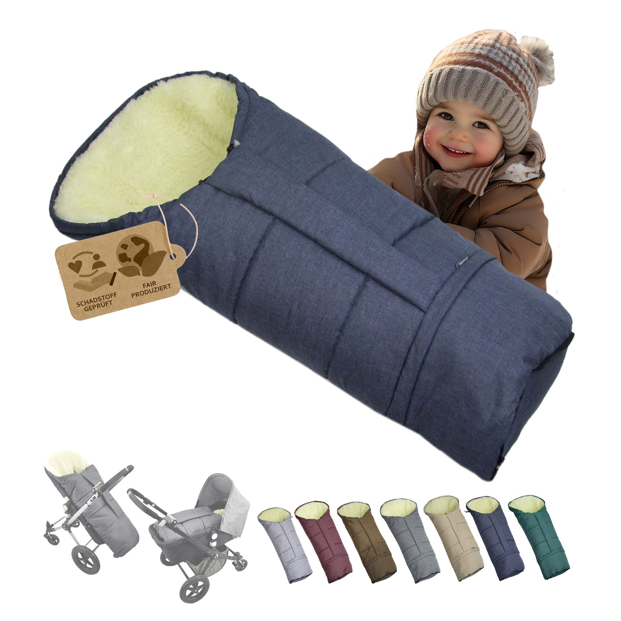 BambiniWelt by Rafael K. Fußsack Winterfußsack Fußsack für Kinderwagen Buggy mumienform Wolle MELIERT, universal für Kinderwagen, Buggy, Jogger, Schlitten