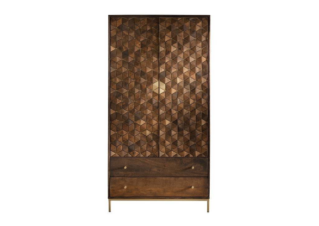 Main Möbel Kleiderschrank 99x190cm "Assuan" Mango & Metall goldfarbig