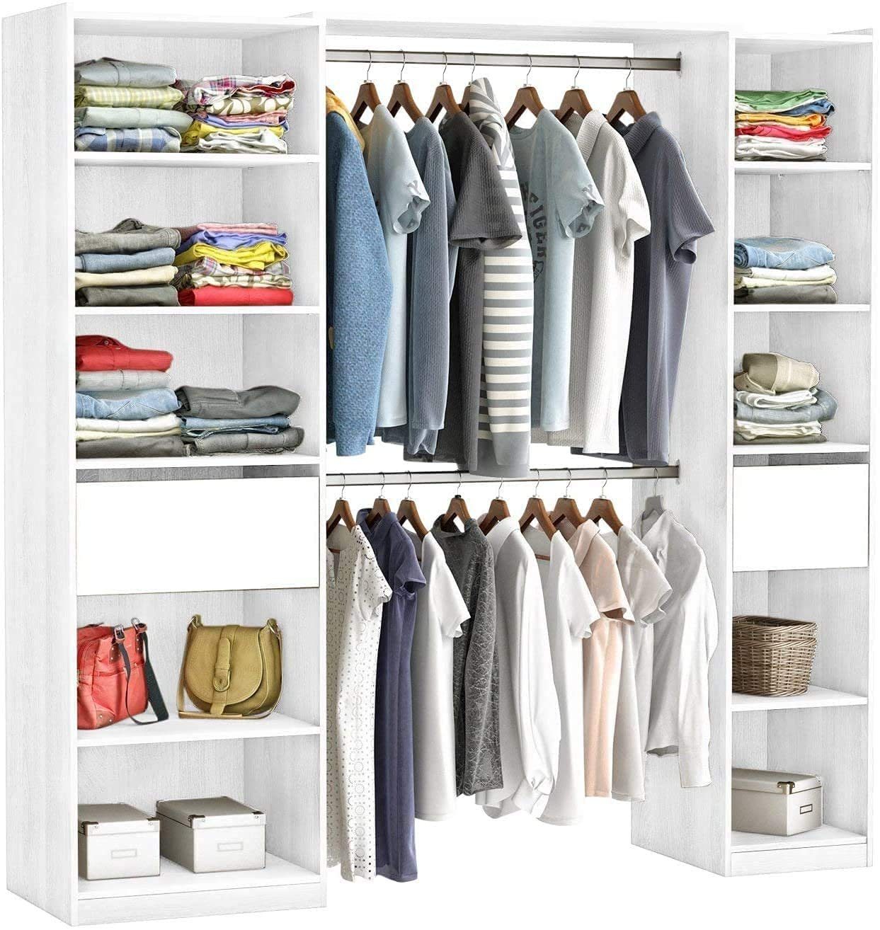 habeig Kleiderschrank »Begehbarer Kleiderschrank #5077 in der Breite  verstellbar und offen Garderobe Schrank Regal 2X Schublade Schlafzimmer«  online kaufen | OTTO