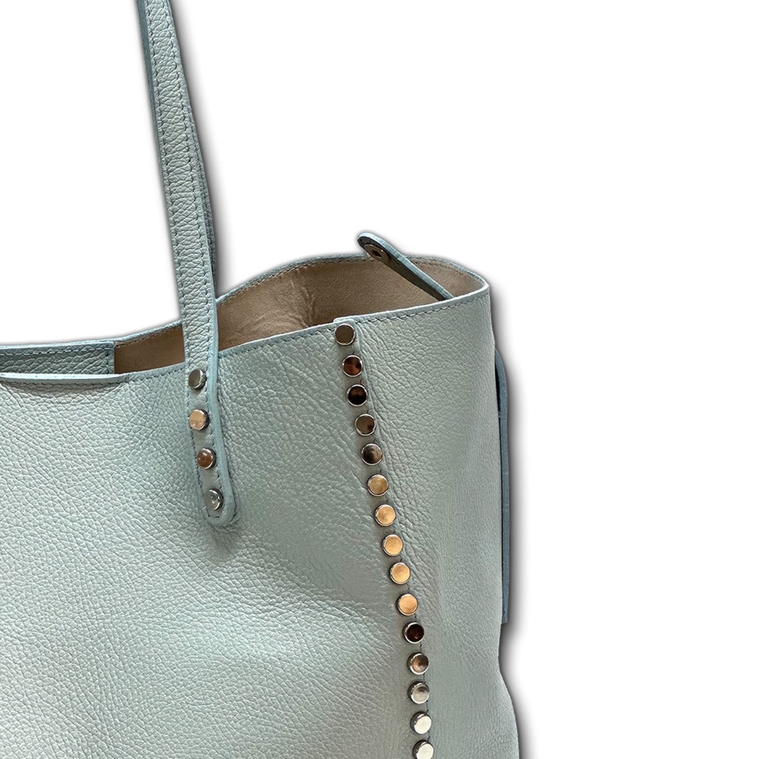 FLORENCE Schultertasche Florence Damen Schultertasche Leder Tote (Schultertasche), Damen Schultertasche, Tote Bag Leder, hellblau ca. 40cm x 30cm hoch