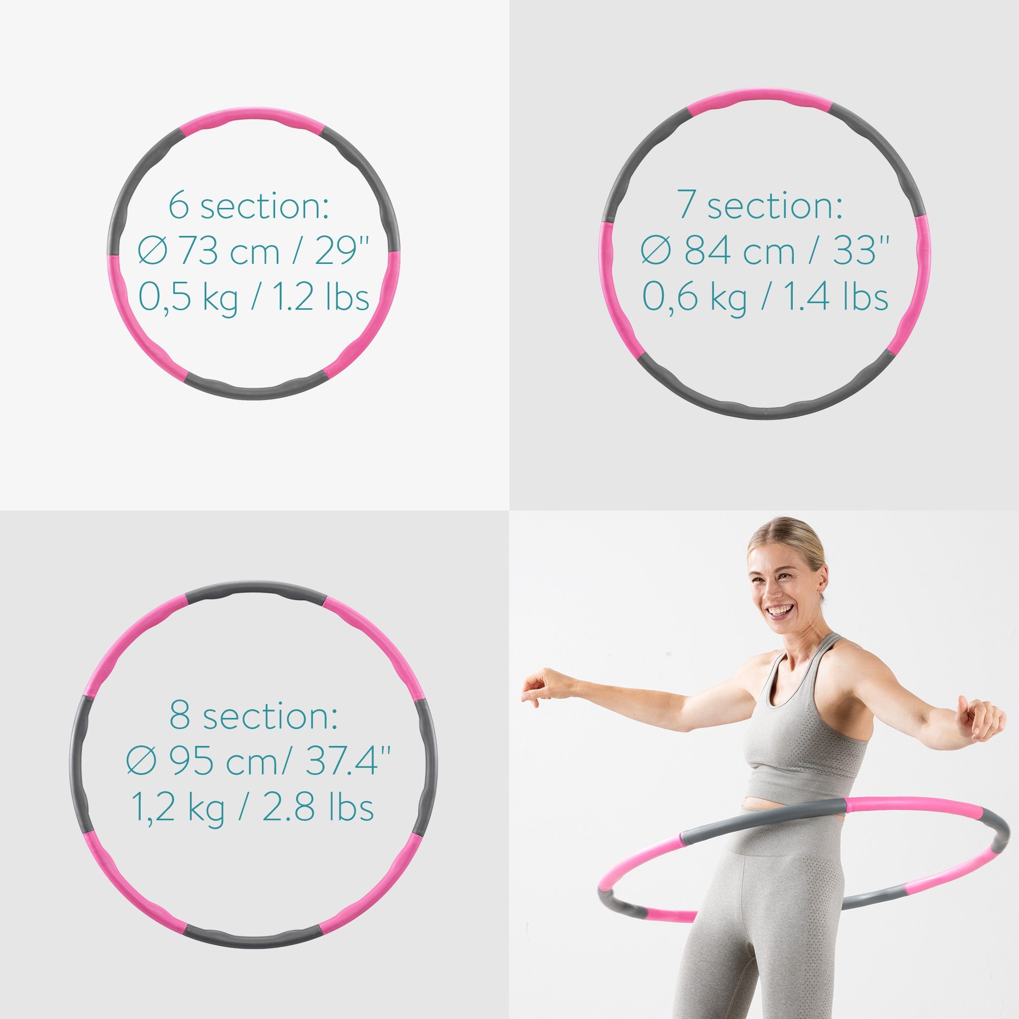 Hula Navaris Hula Hoop Hoop Fitness Reifen - Ganzkörper Set Sport Hula-Hoop-Reifen