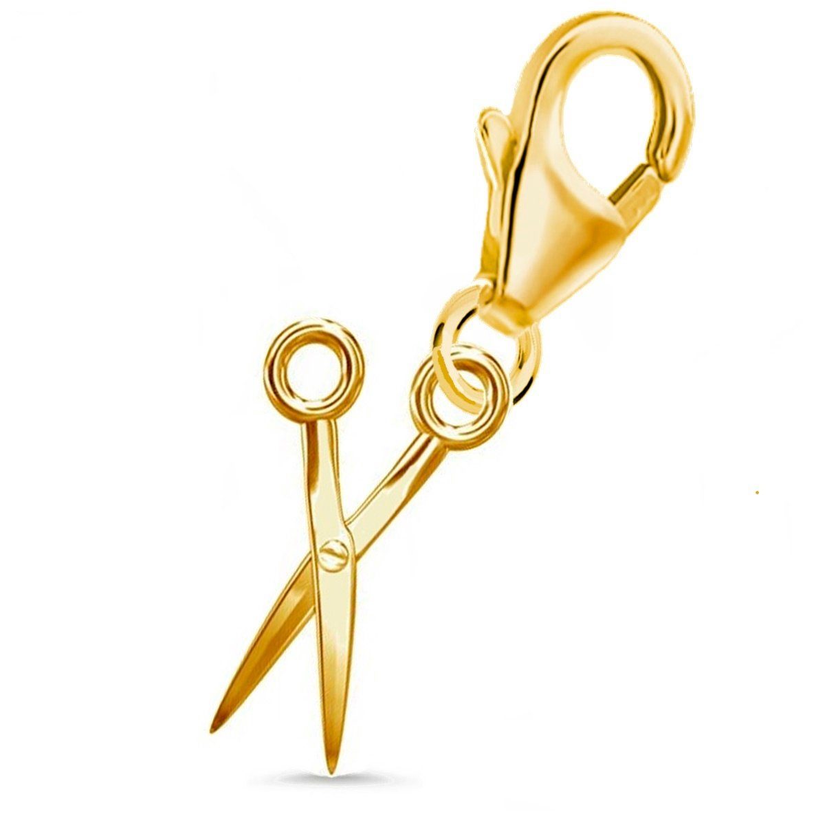 Goldene Hufeisen Charm-Einhänger Vergoldet Charm Karabiner Sterling Silber 925 Schere
