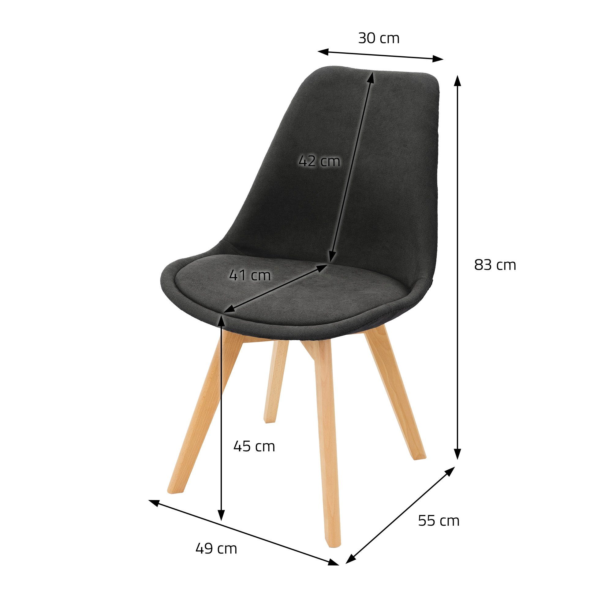 ML-DESIGN Stuhl Esszimmerstühle Retro Leinen Sitzfläche Buchenholz-Beinen Polsterstuhl Set (4er Schwarz 4er Küchenstuhl Set), Ergonomisch Wohnzimmerstühle