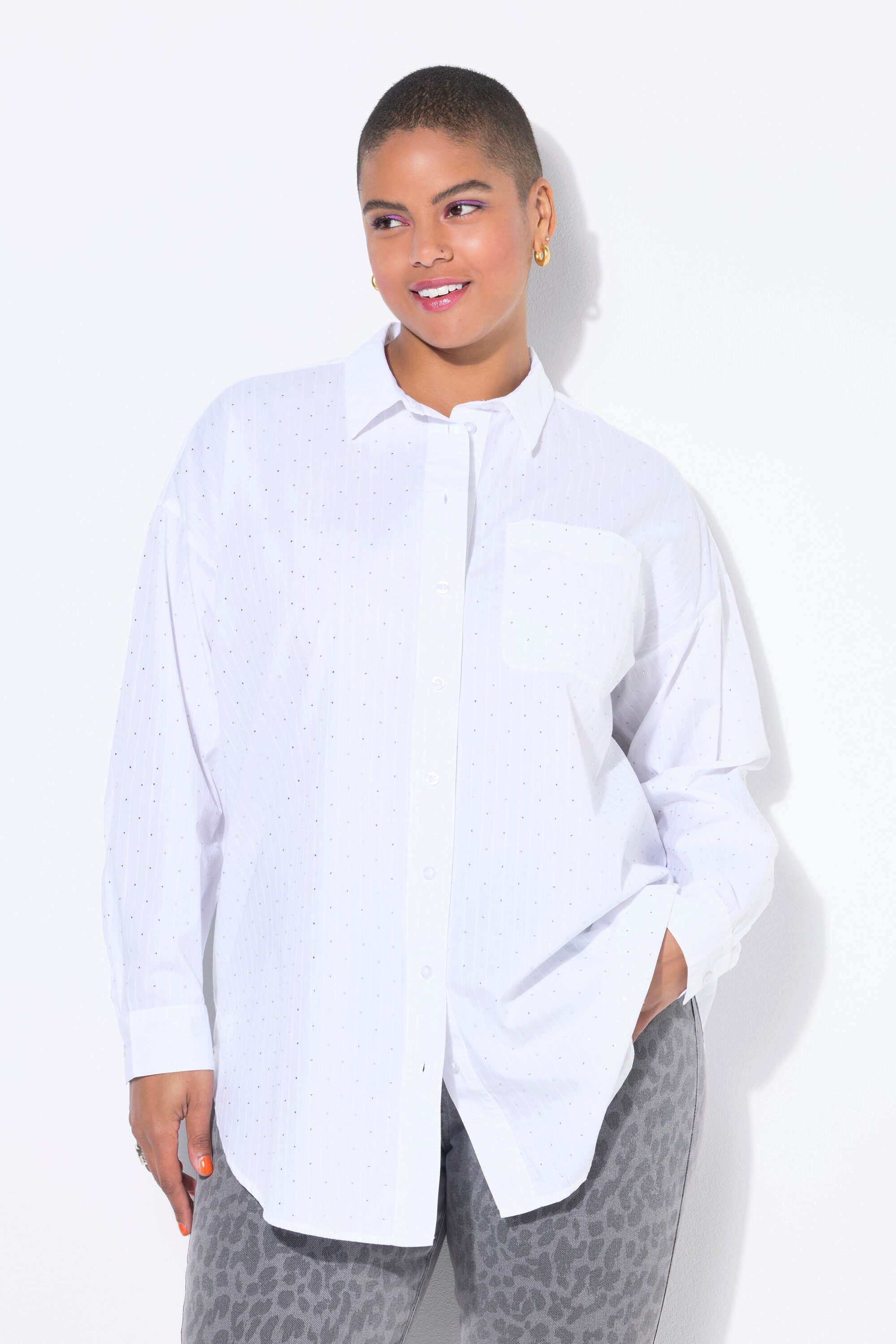 Studio Untold Hemdbluse Hemd Oversize Shape Glitzersteinchen günstig online kaufen