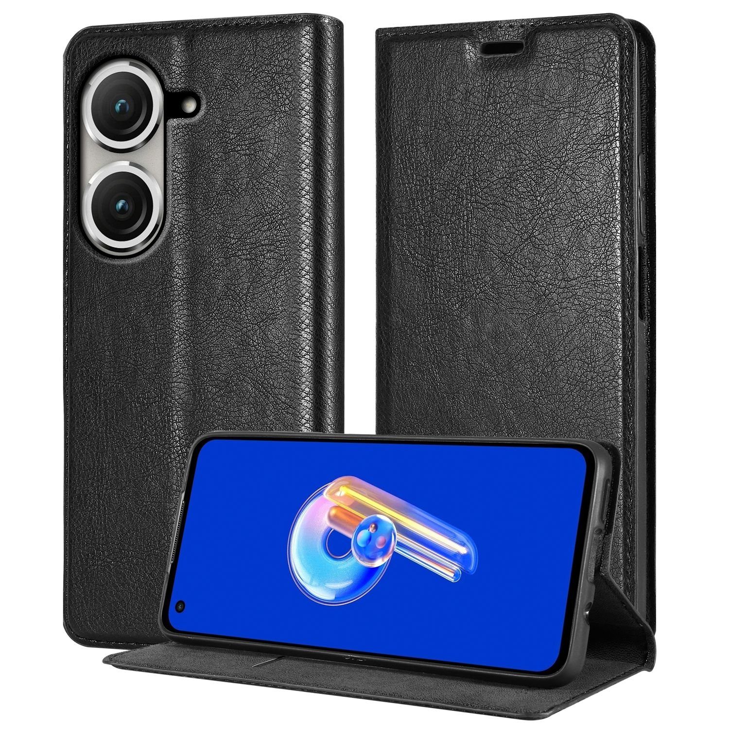 Cadorabo Handyhülle für Asus ZenFone 9 Hülle Asus ZenFone 9, Hülle Schutzhülle mit Standfunktion, Magnetverschluss und Kartenfach