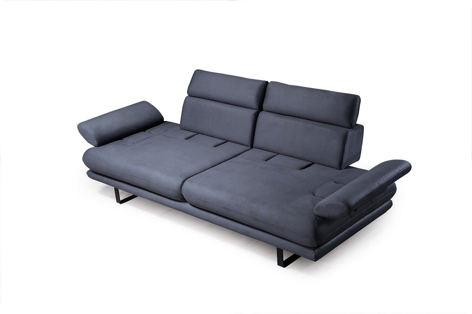 1 Armlehnenverstellung stylische Made Energy, und Anthrazit Möbel 2-Sitzer, Stk. Quality Sofa in Sitztiefen- Villa Turkey,