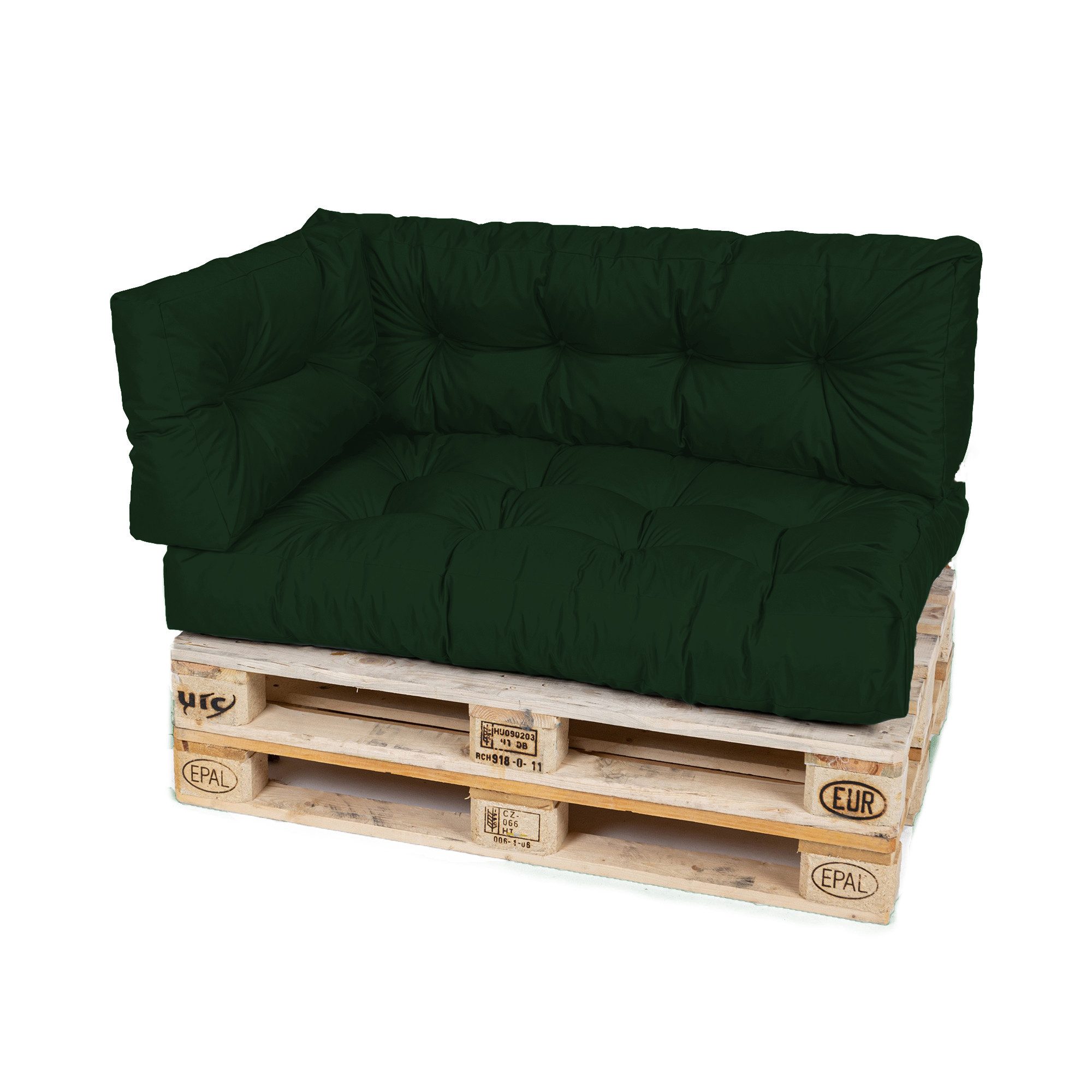 TexDeko Palettenkissen TexDeko Garden 3-TLG Palettenkissen-Set wasserabweisend gesteppt, 1x Palettenkissen + 1x Rückenkissen + 1x Seitenkissen