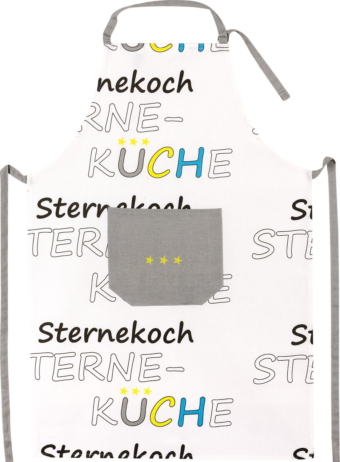 Kracht Kochschürze Sternekoch, (Set, 1-tlg., Set), Nackenband und aufgesetzte Tasche ca.70x90cm Baumwolle