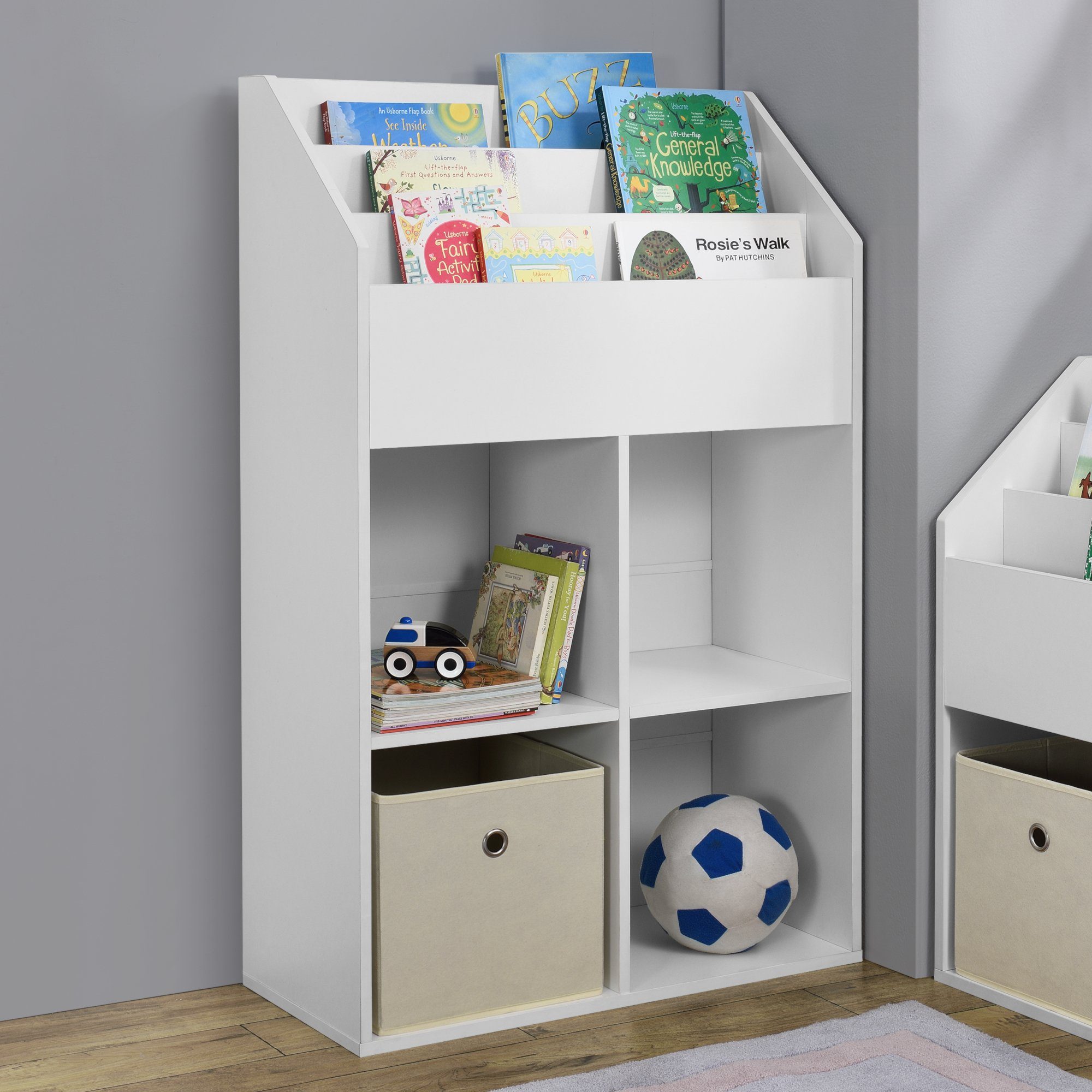 en.casa Regal, »Bendorf« Kinderregal Bücherregal Spielzeugablage Regal mit  4 offenen Fächern 114 x 72 x 31 cm Weiß online kaufen | OTTO