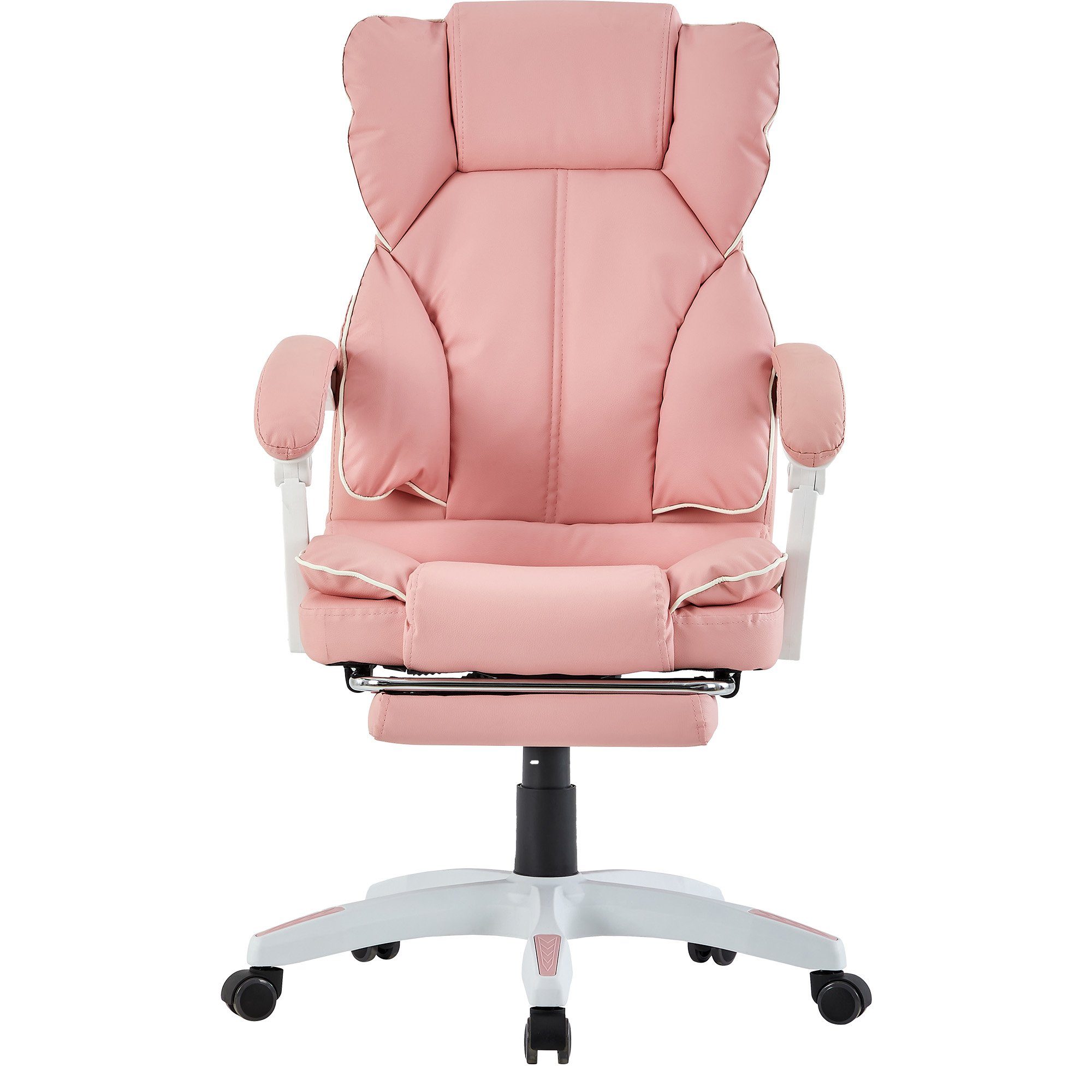 TRISENS Chefsessel Rafael (1 extra Lederoptik-Design Home Weiß Stück), Bürostuhl mit Office - Rosa Polsterung Chair im