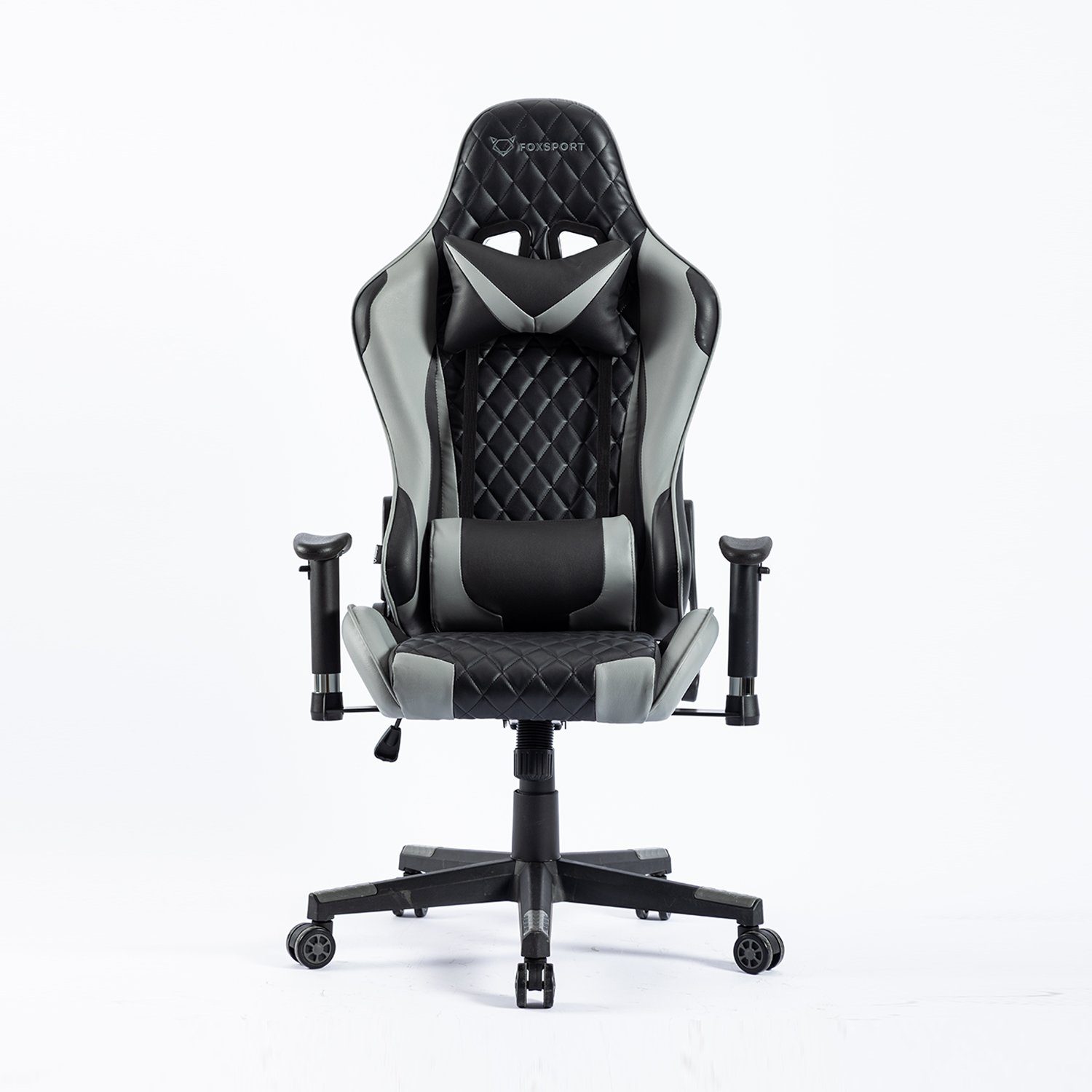 IKIDO Gaming-Stuhl Ergonomischer Spielestuhl (Professioneller Gamingstuhl), Verstellbare Rückenlehne, Ergonomischer Rahmen, Stoßdämpfendes Kissen grau