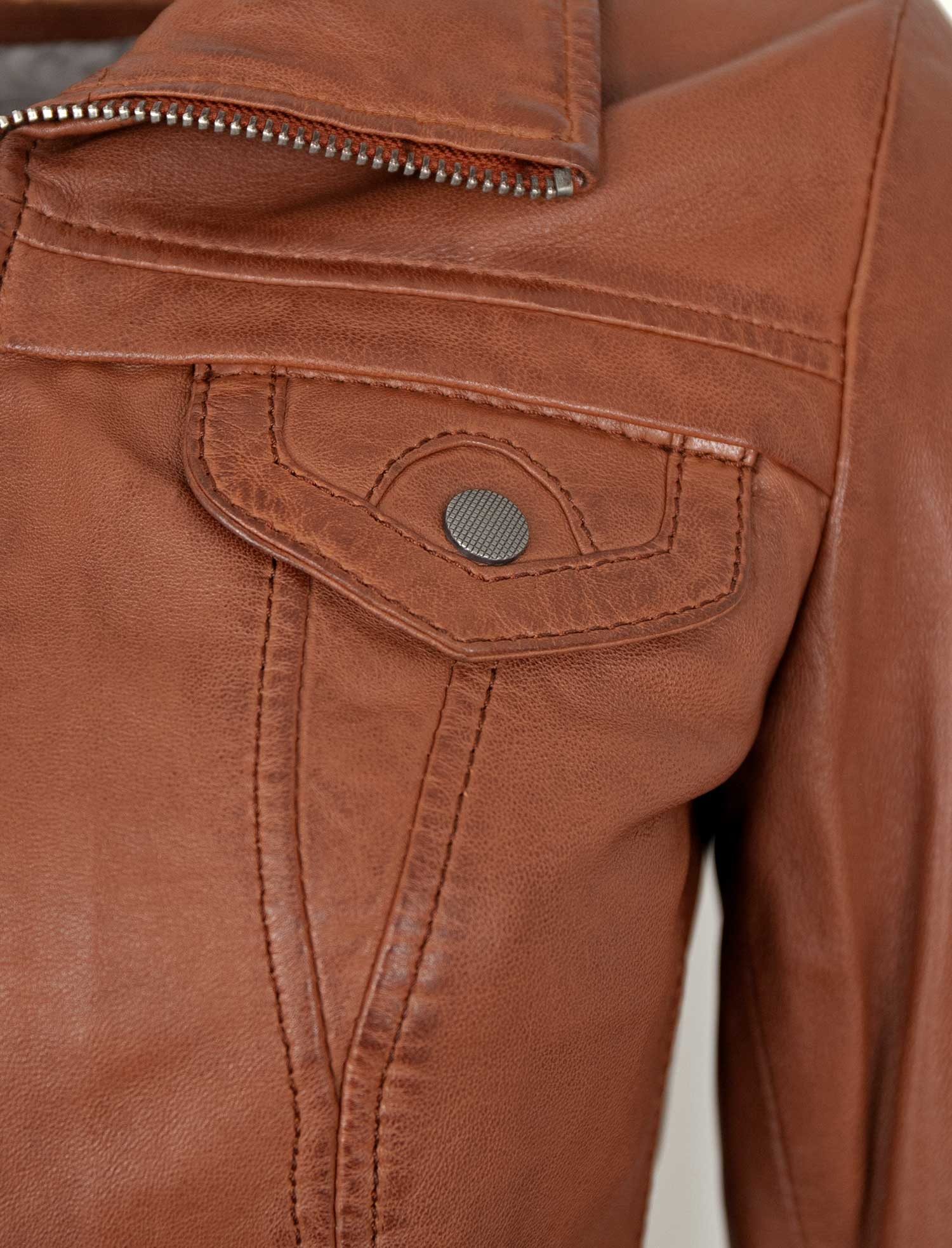 7eleven Lederjacke Modena 7eleven - Damen Lederjacke Lammnappa tobacco