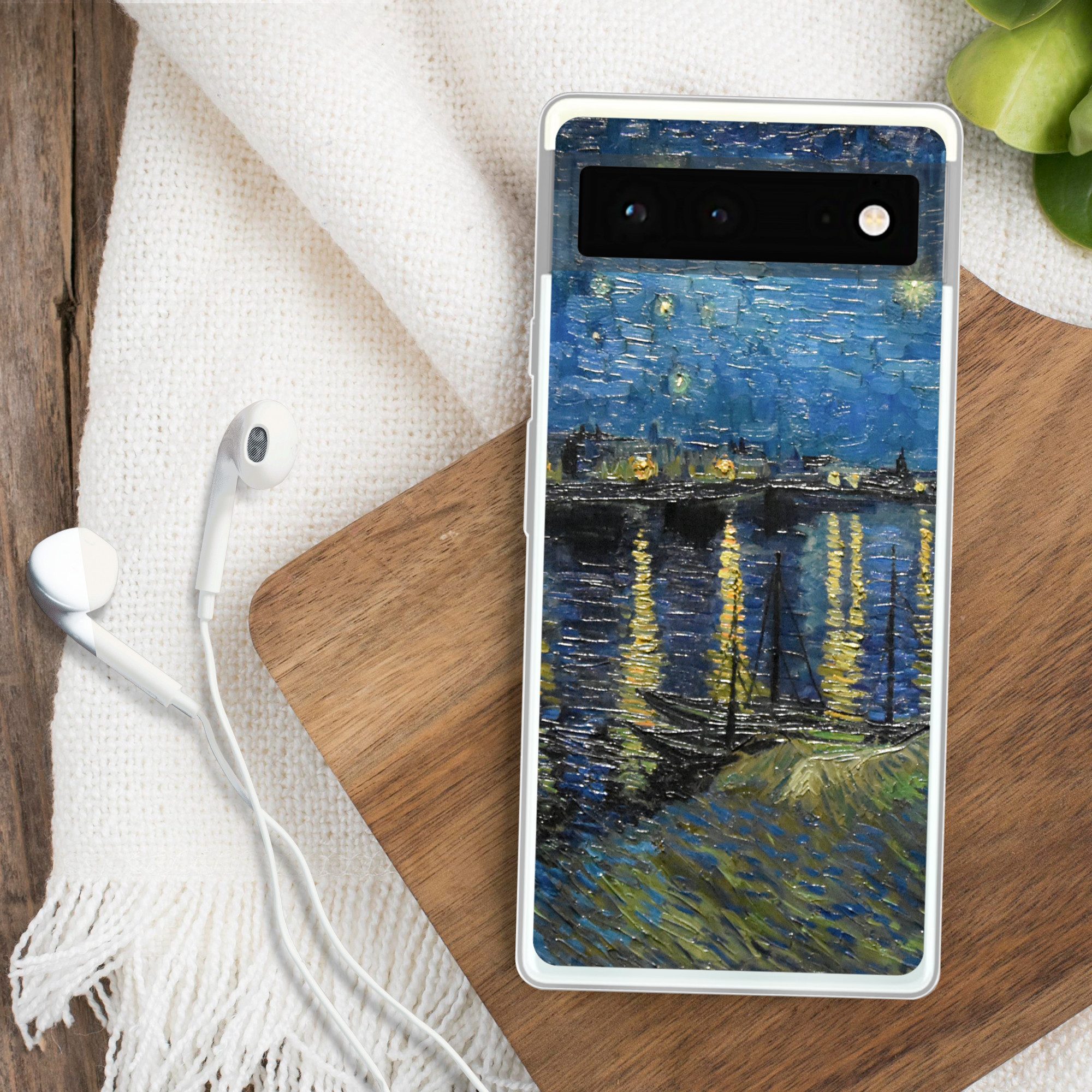 MuchoWow Handyhülle für Google Pixel 6 Sternennacht über der Rhone - Van Gogh - Kunst, Handy Case, Silikon, Bumper Case Dünn