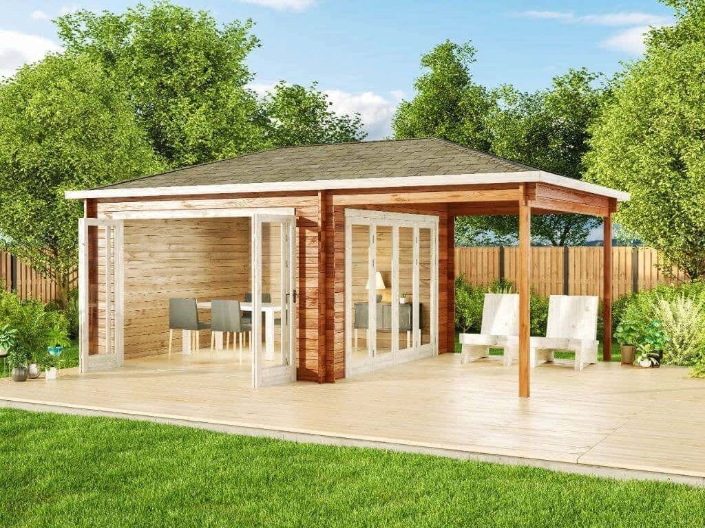 Alpholz Gartenhaus Holz Sunshine mit Schleppdach, BxT: 618x370 cm, in Naturbelassen mit 40mm Wandstärke