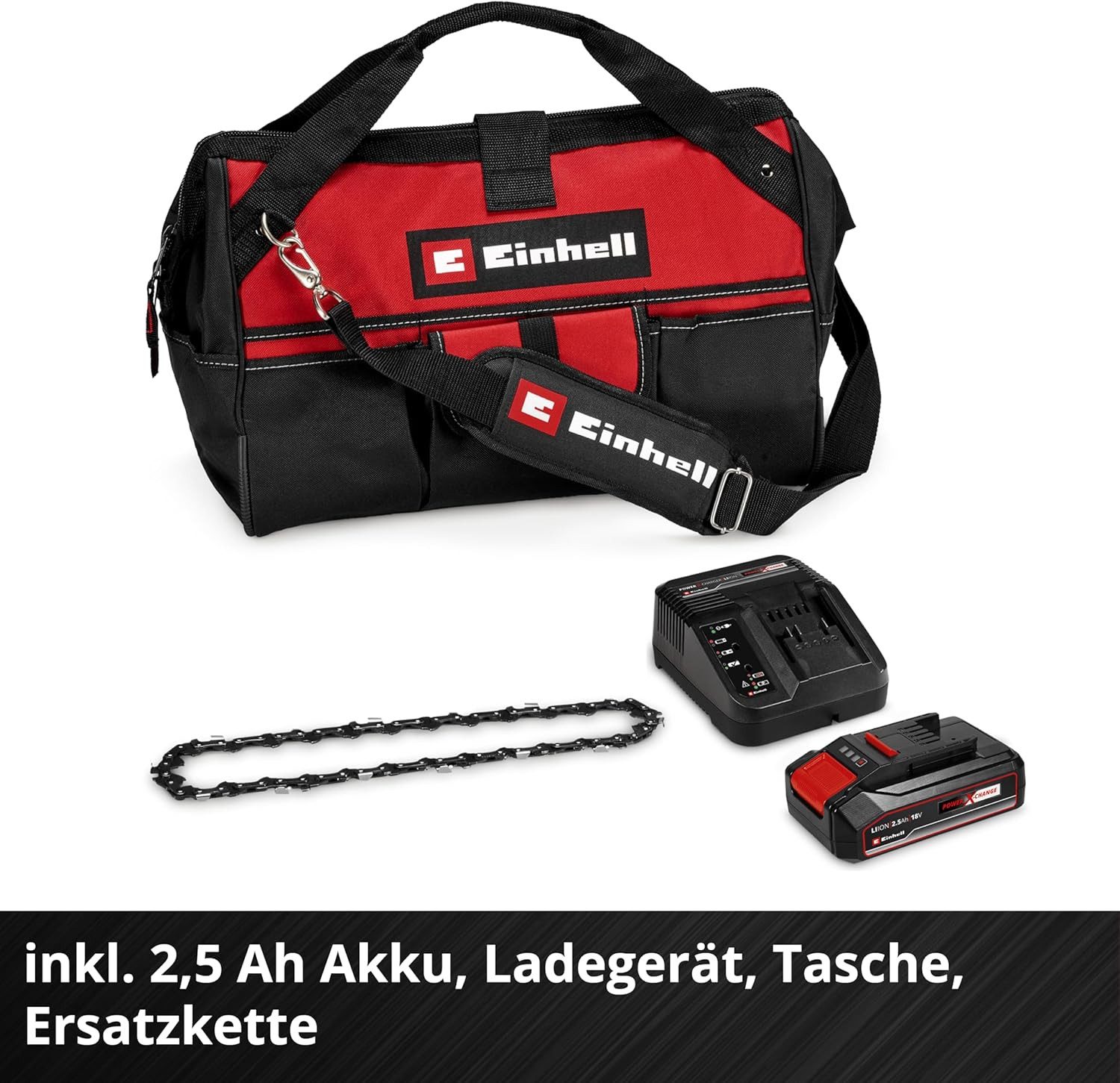 Einhell Akku-Kettensäge Astkettensäge GE-PS 18/15 Li BL, 18V,Kit, Akku 2.5 Ah, Tasche,2 Ketten