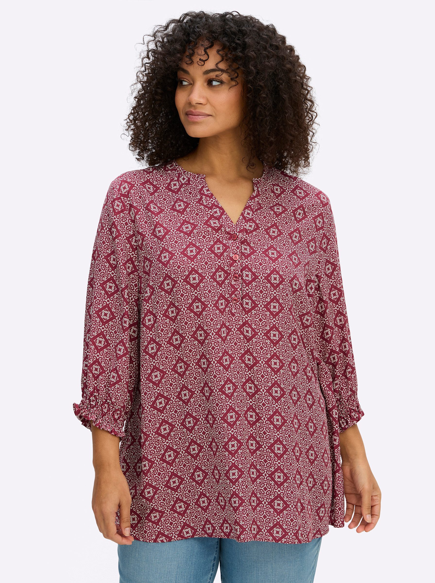 Sheego Klassische Bluse Tunika 3/4-Arm