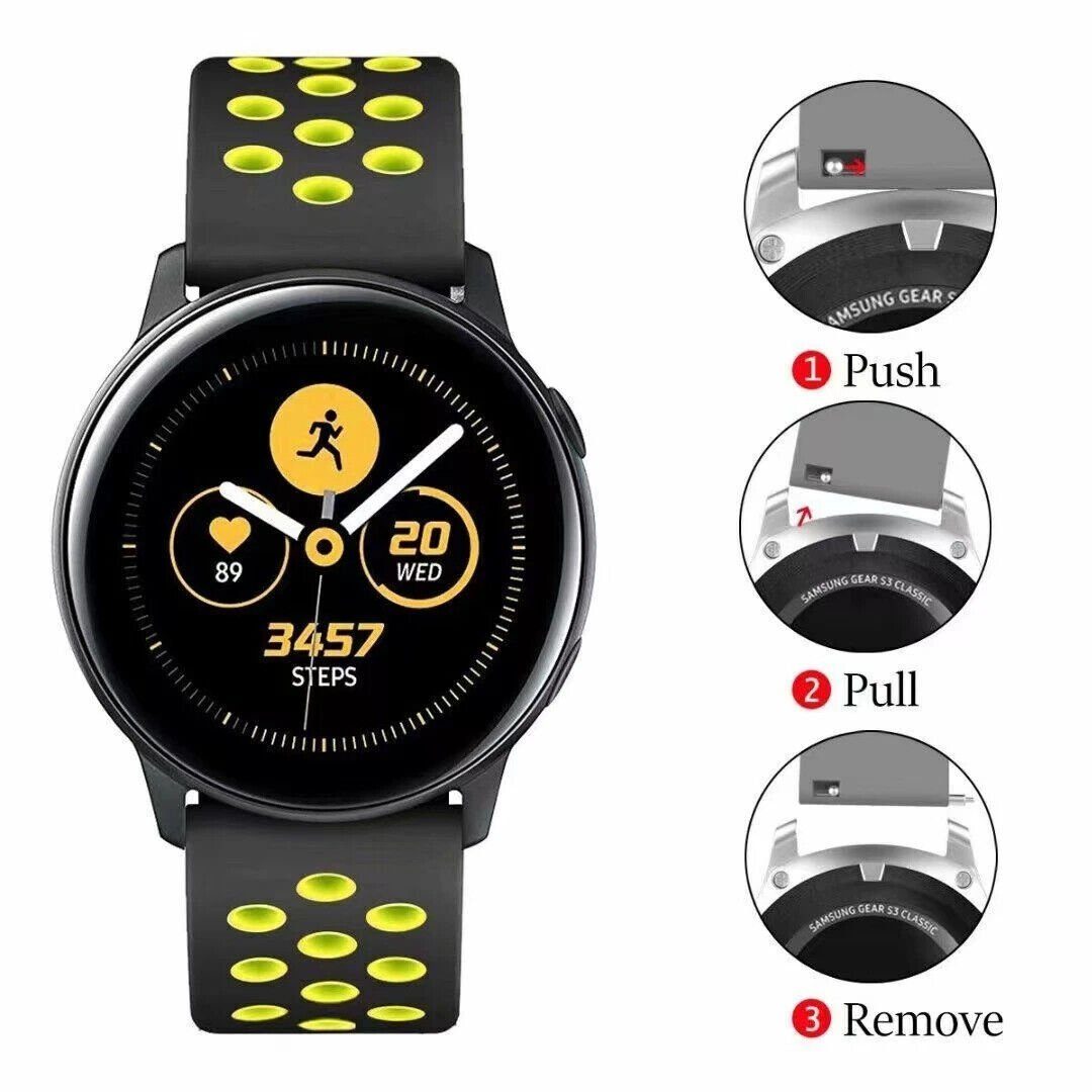 SmartUP Uhrenarmband Sport Silikon Armband Classic, Gear für Schwarz 5 #2 Samsung Silikon - Sportband, Ersatzarmband 6 Watch Galaxy 4 S3 Weiß