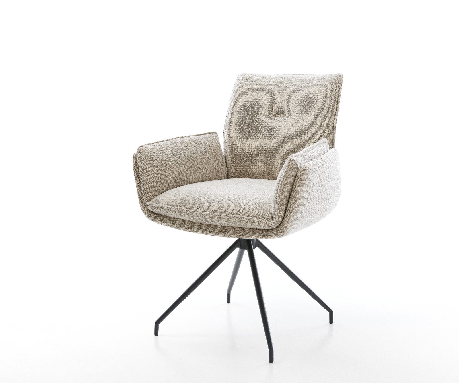 DELIFE Polsterstuhl Nela-Flex, Kreuzgestell konisch Schwarz Webstoff Soft Beige